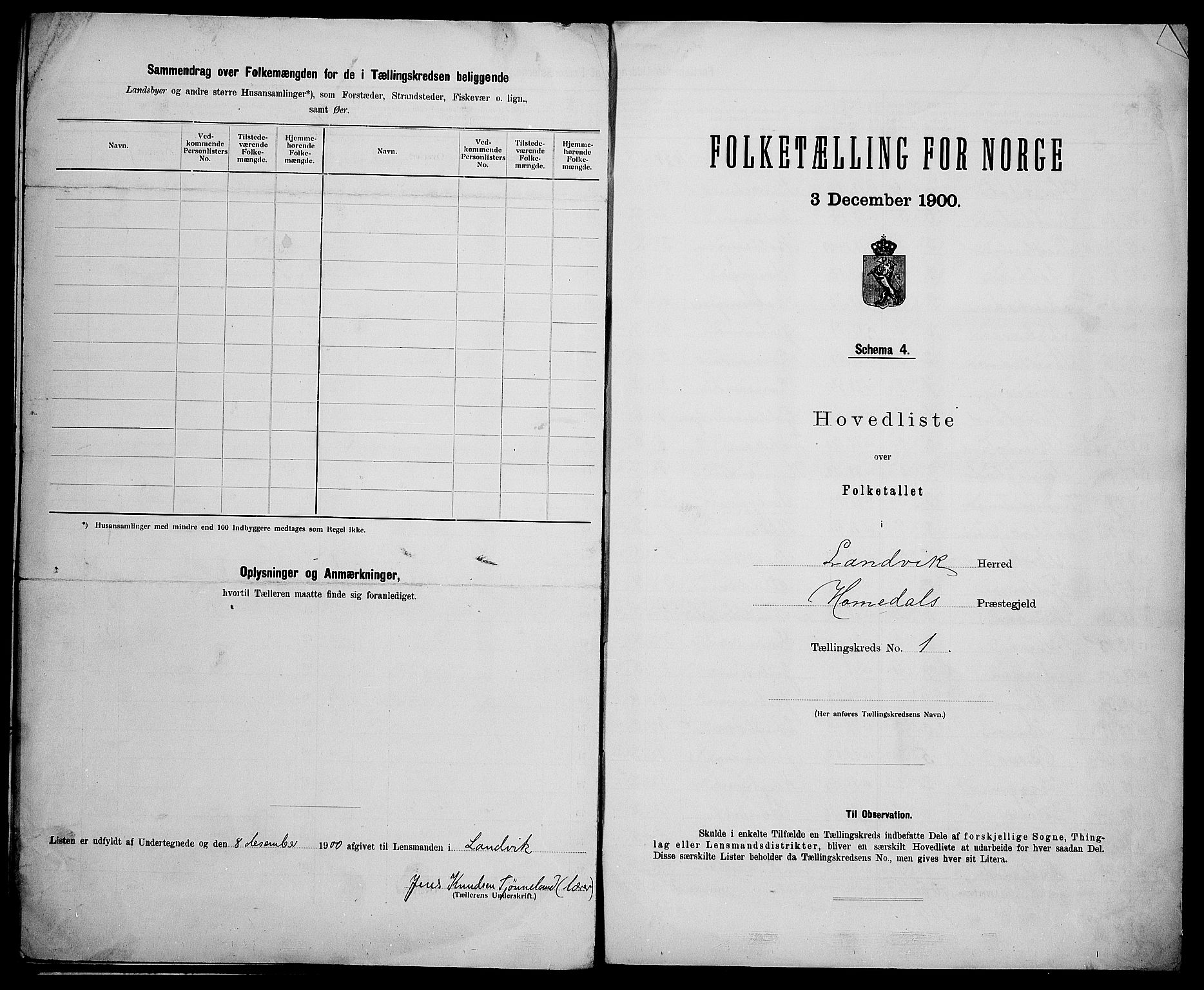 SAK, 1900 census for Landvik, 1900, p. 13