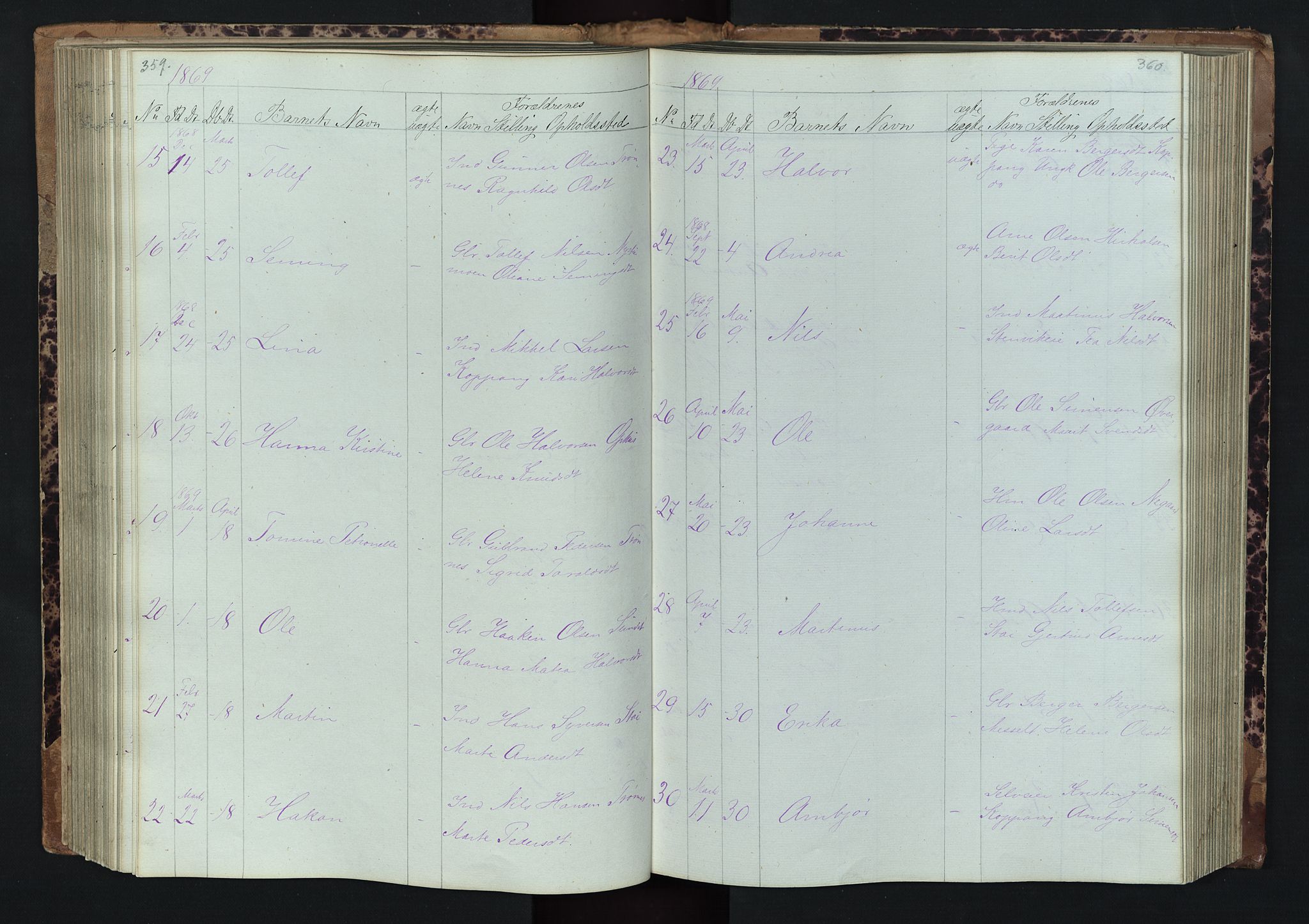 Stor-Elvdal prestekontor, SAH/PREST-052/H/Ha/Hab/L0001: Parish register (copy) no. 1 /1, 1860-1894, p. 359-360