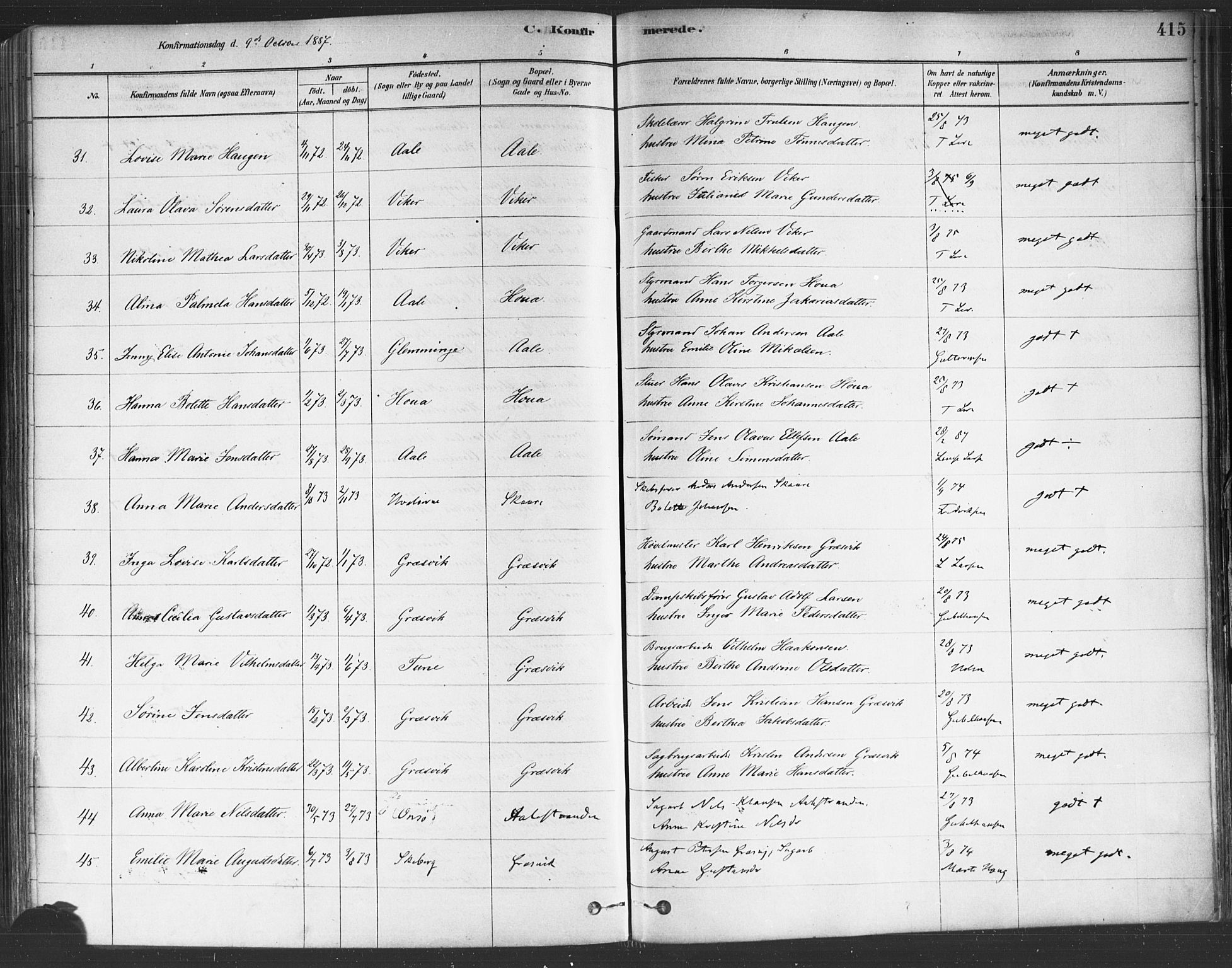Onsøy prestekontor Kirkebøker, AV/SAO-A-10914/F/Fa/L0005: Parish register (official) no. I 5, 1878-1898, p. 415