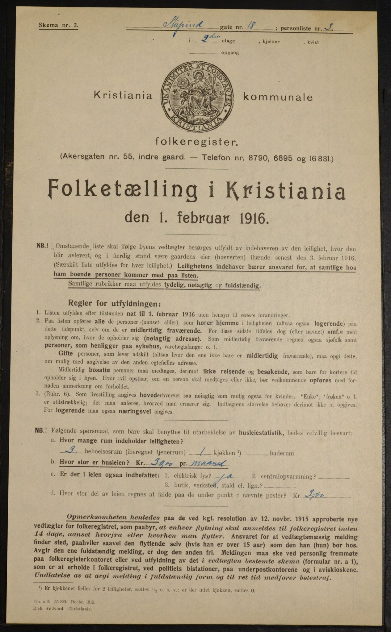 OBA, Municipal Census 1916 for Kristiania, 1916, p. 107377