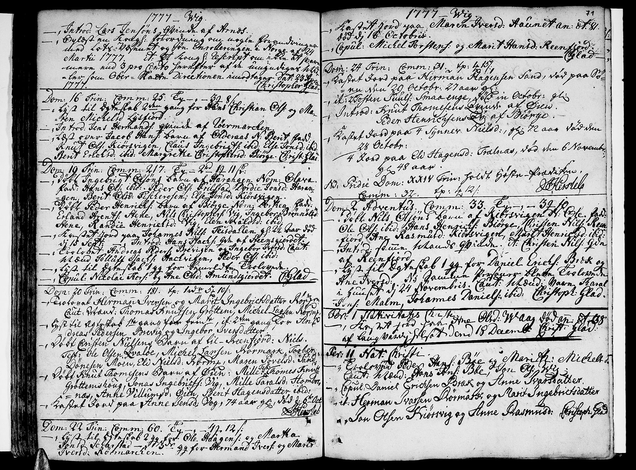 Ministerialprotokoller, klokkerbøker og fødselsregistre - Nordland, AV/SAT-A-1459/812/L0173: Parish register (official) no. 812A02, 1752-1800, p. 71