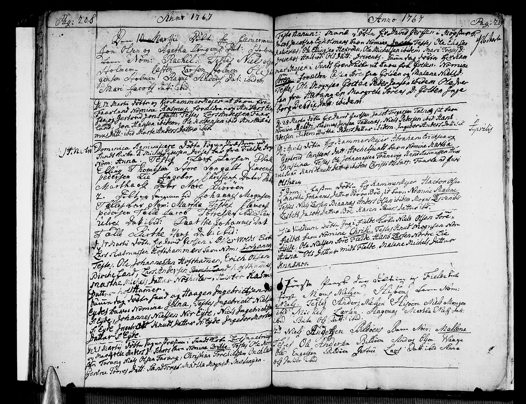 Sund sokneprestembete, AV/SAB-A-99930: Parish register (official) no. A 4, 1748-1769, p. 208-209