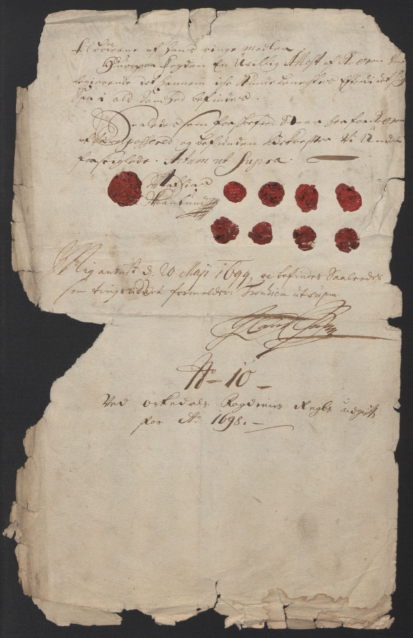 Rentekammeret inntil 1814, Reviderte regnskaper, Fogderegnskap, AV/RA-EA-4092/R60/L3948: Fogderegnskap Orkdal og Gauldal, 1698, p. 247