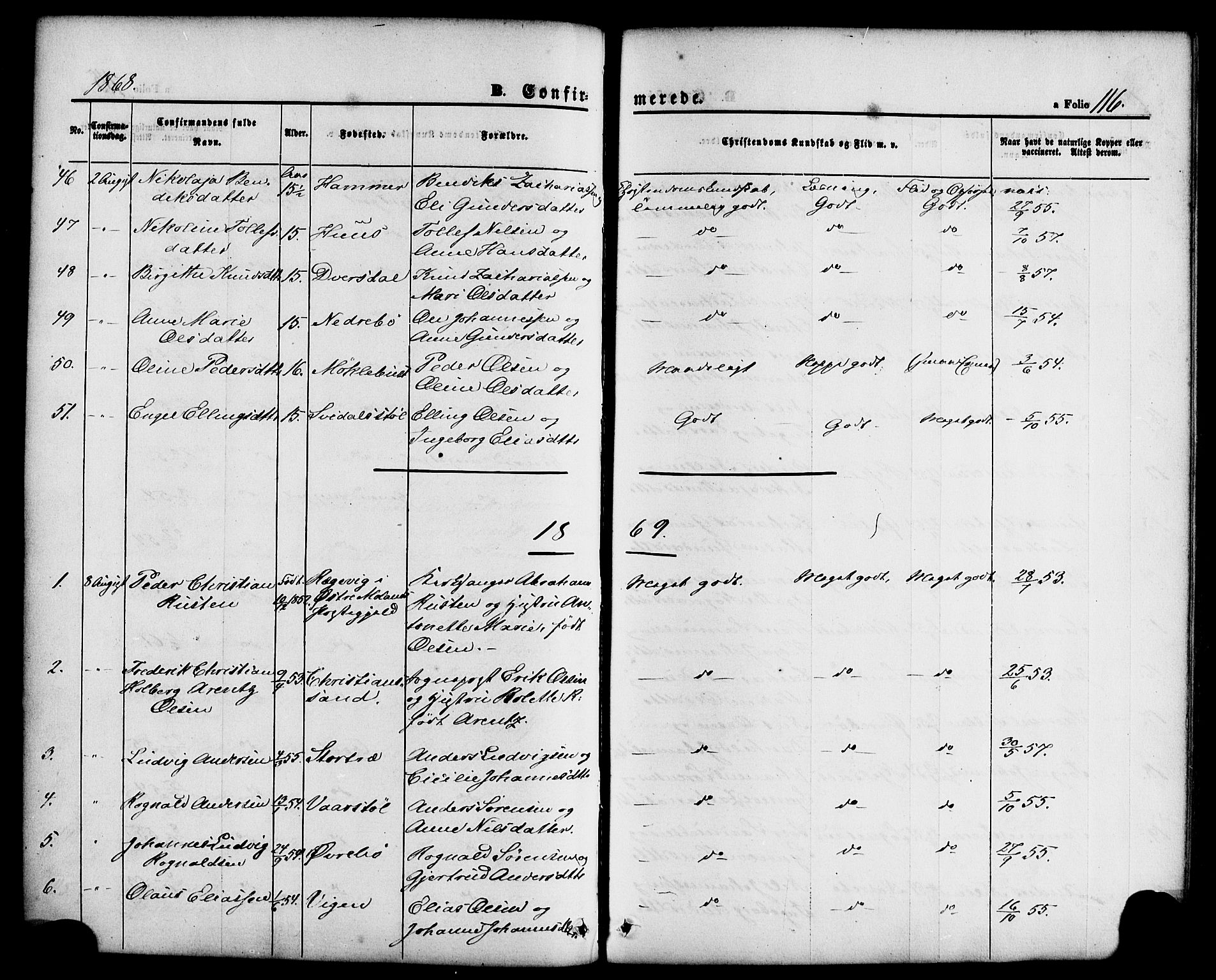 Jølster sokneprestembete, AV/SAB-A-80701/H/Haa/Haaa/L0011: Parish register (official) no. A 11, 1866-1881, p. 116