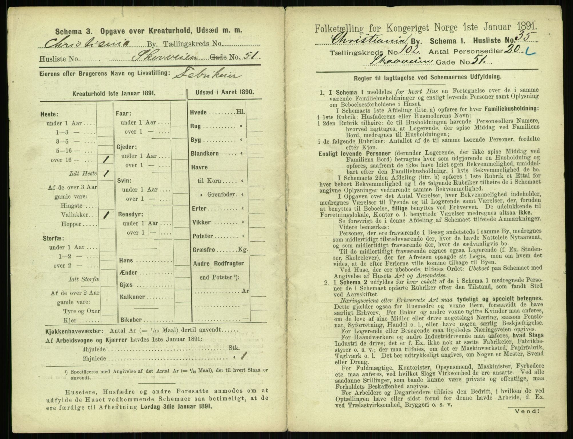 RA, 1891 census for 0301 Kristiania, 1891, p. 50615