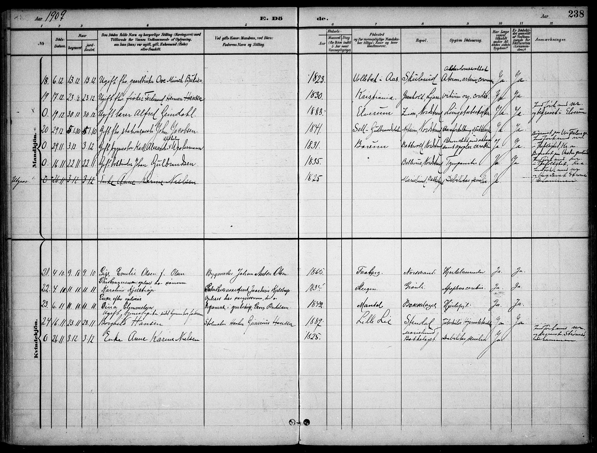 Nordstrand prestekontor Kirkebøker, AV/SAO-A-10362a/F/Fa/L0001: Parish register (official) no. 1, 1900-1914, p. 238