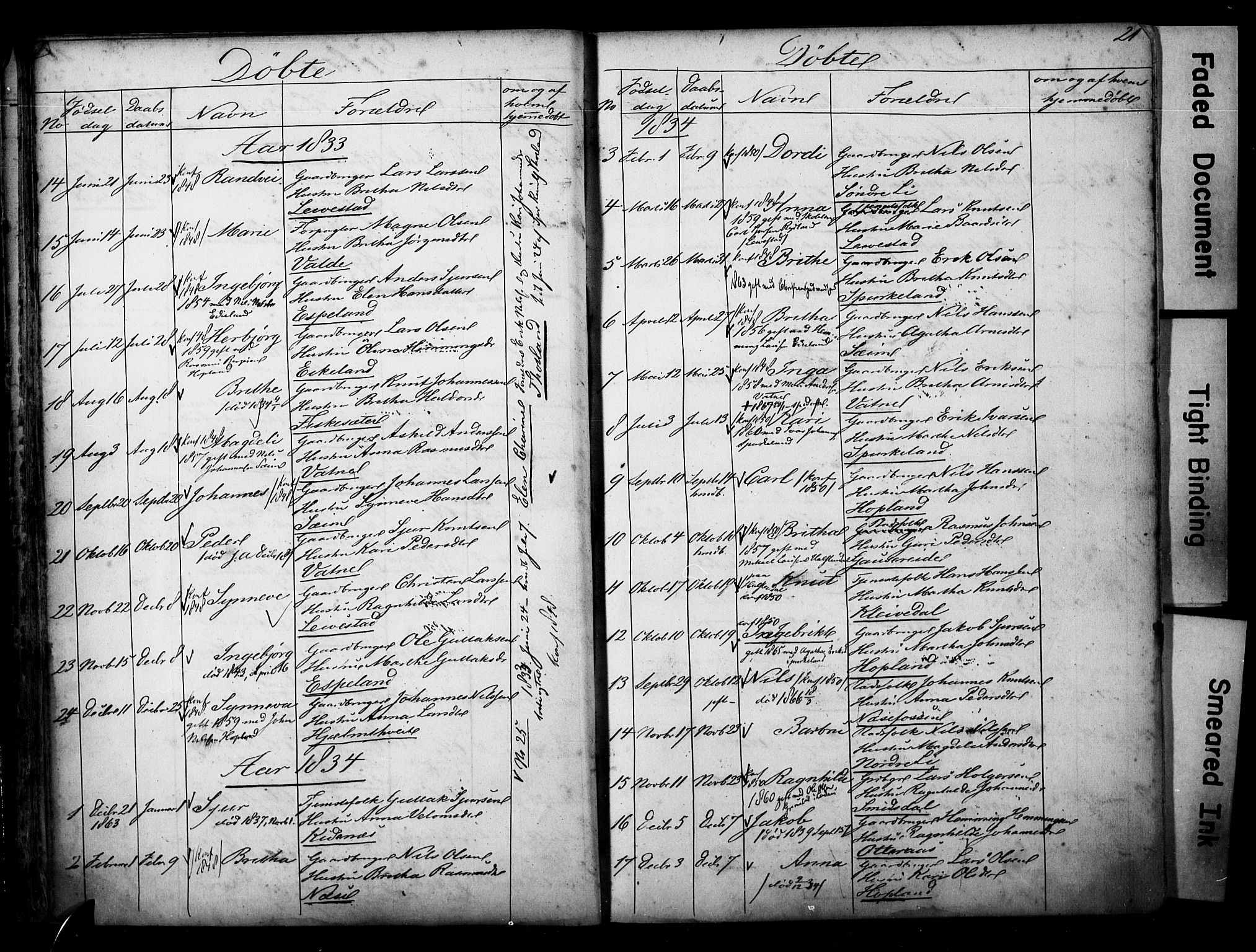 Alversund Sokneprestembete, SAB/A-73901/H/Ha/Hab: Parish register (copy) no. D 1, 1800-1870, p. 21