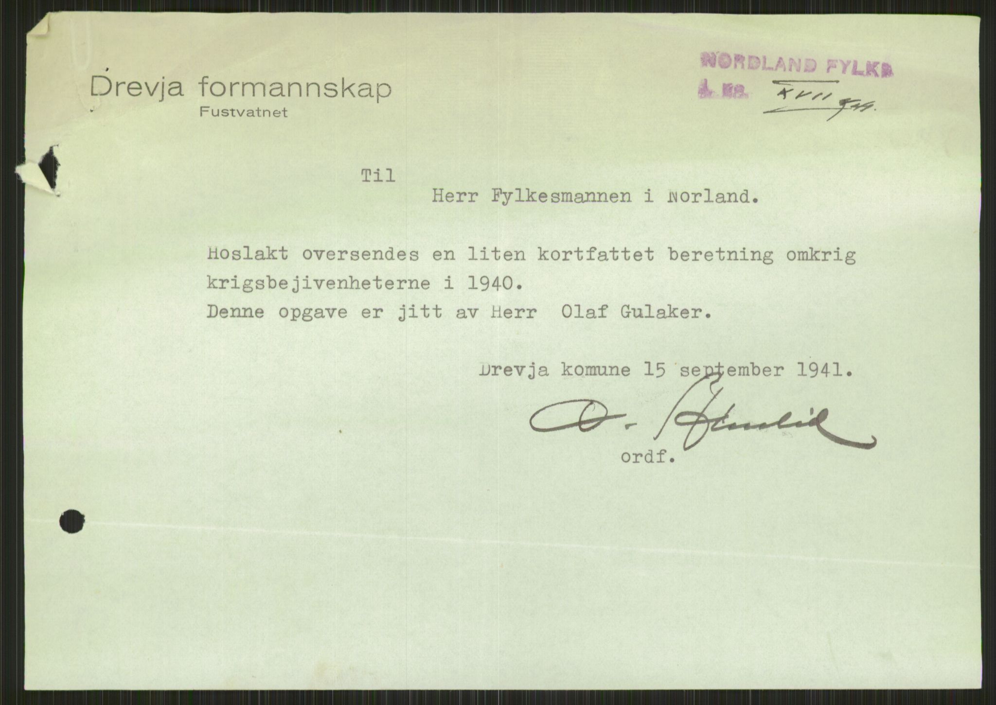 Forsvaret, Forsvarets krigshistoriske avdeling, AV/RA-RAFA-2017/Y/Ya/L0017: II-C-11-31 - Fylkesmenn.  Rapporter om krigsbegivenhetene 1940., 1940, p. 114