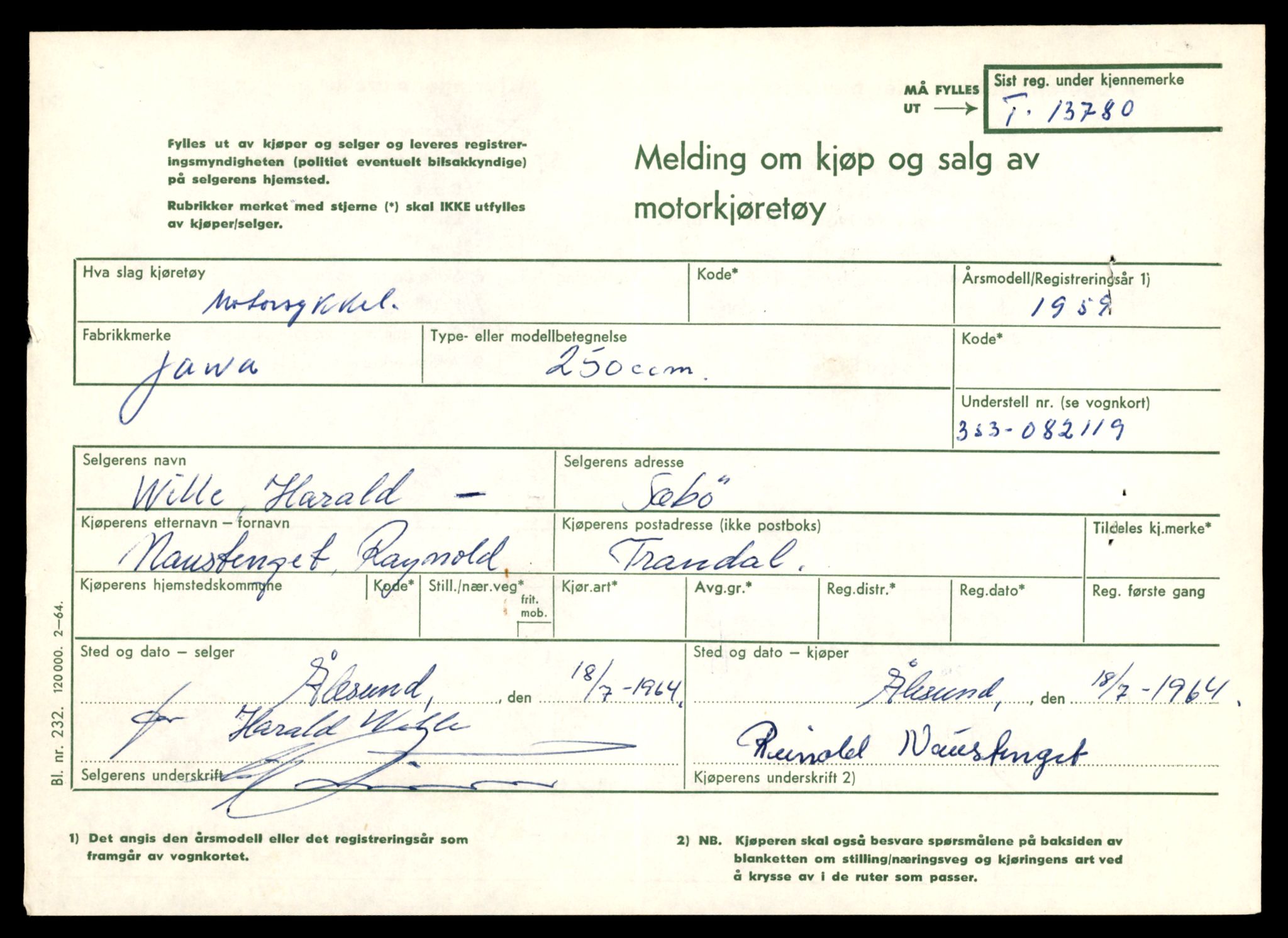Møre og Romsdal vegkontor - Ålesund trafikkstasjon, AV/SAT-A-4099/F/Fe/L0041: Registreringskort for kjøretøy T 13710 - T 13905, 1927-1998, p. 1189