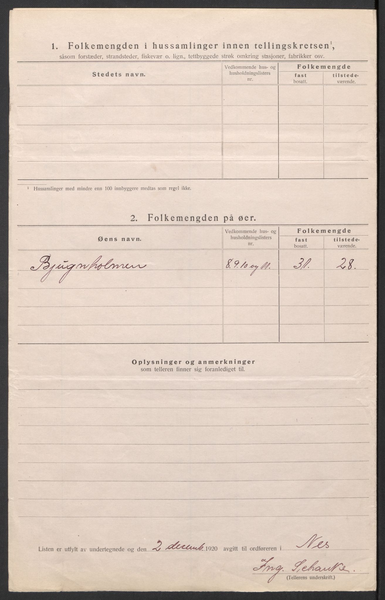 SAT, 1920 census for Nes (ST), 1920, p. 8