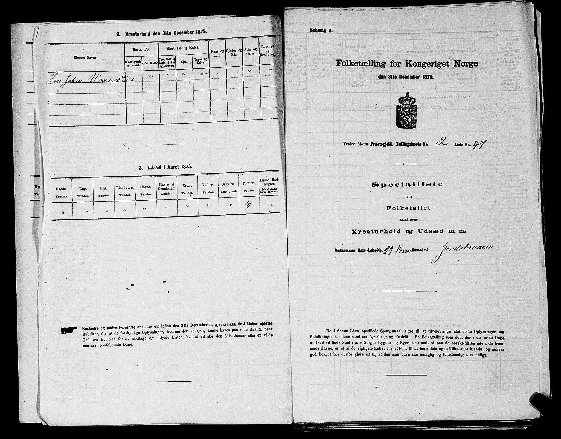 RA, 1875 census for 0218aP Vestre Aker, 1875, p. 506