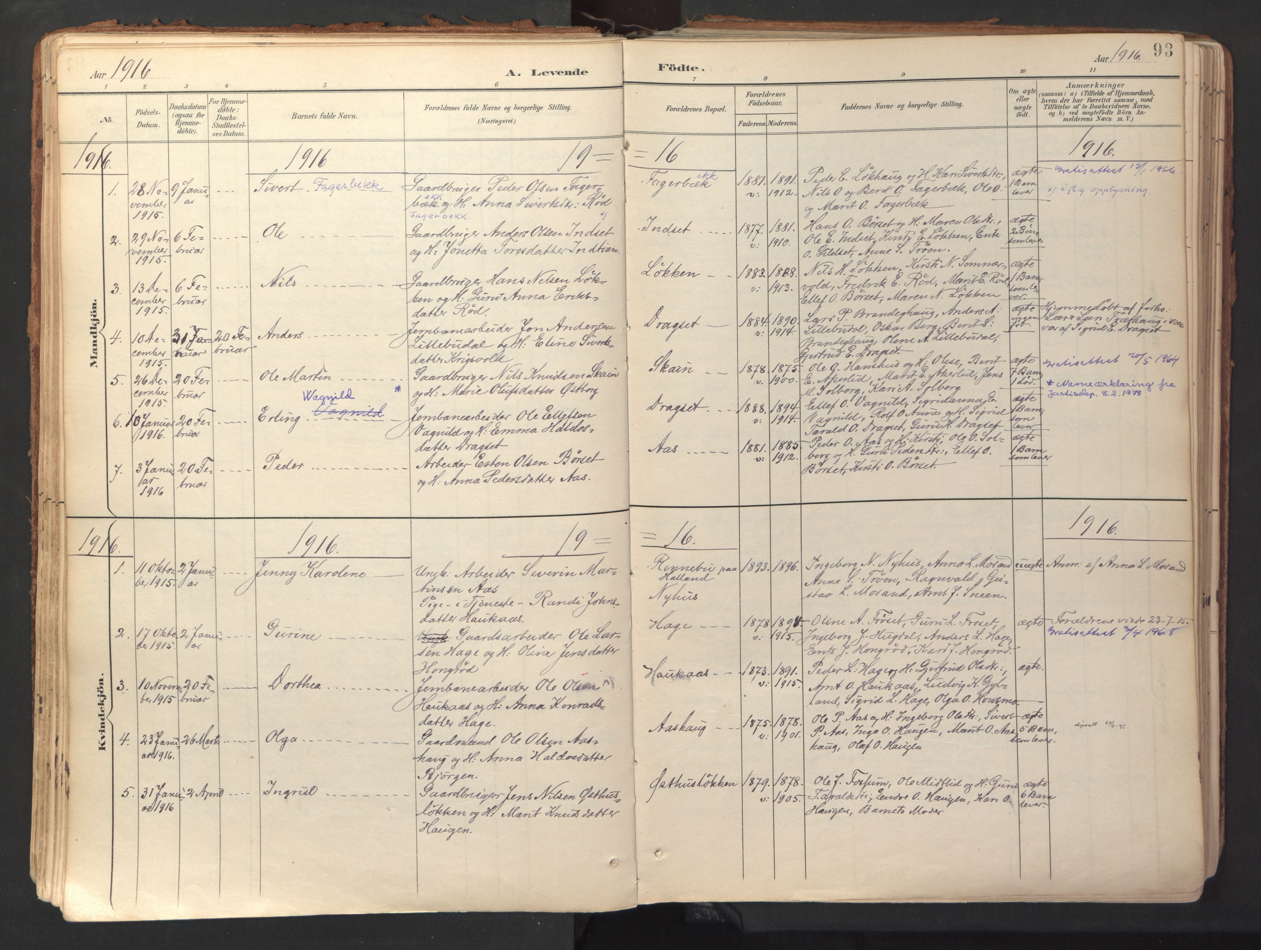 Ministerialprotokoller, klokkerbøker og fødselsregistre - Sør-Trøndelag, SAT/A-1456/689/L1041: Parish register (official) no. 689A06, 1891-1923, p. 93