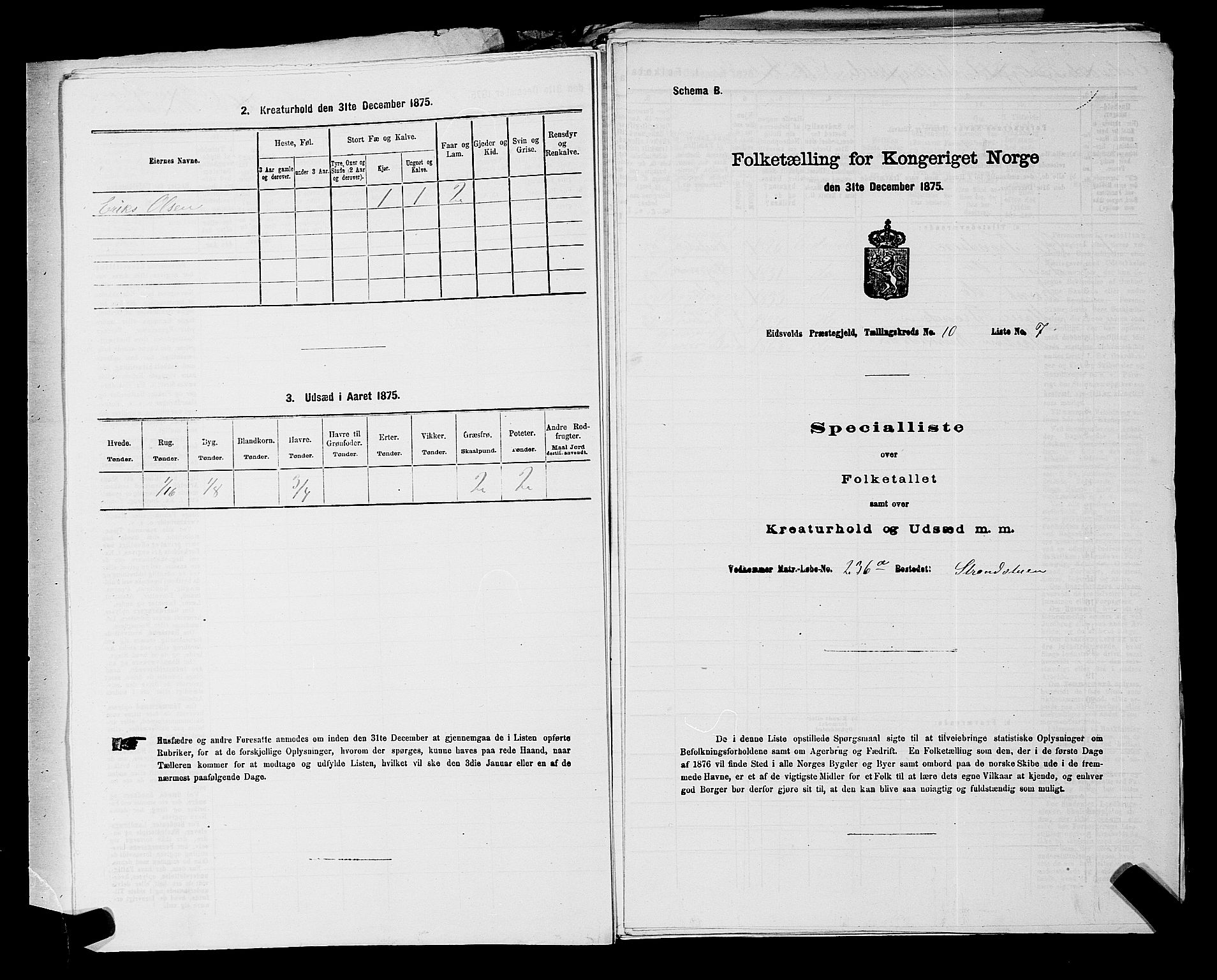 RA, 1875 census for 0237P Eidsvoll, 1875, p. 1467