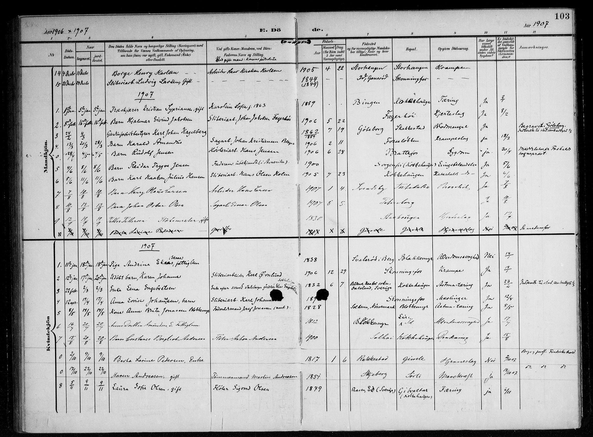 Berg prestekontor Kirkebøker, AV/SAO-A-10902/F/Fb/L0003: Parish register (official) no. II 3, 1903-1919, p. 103