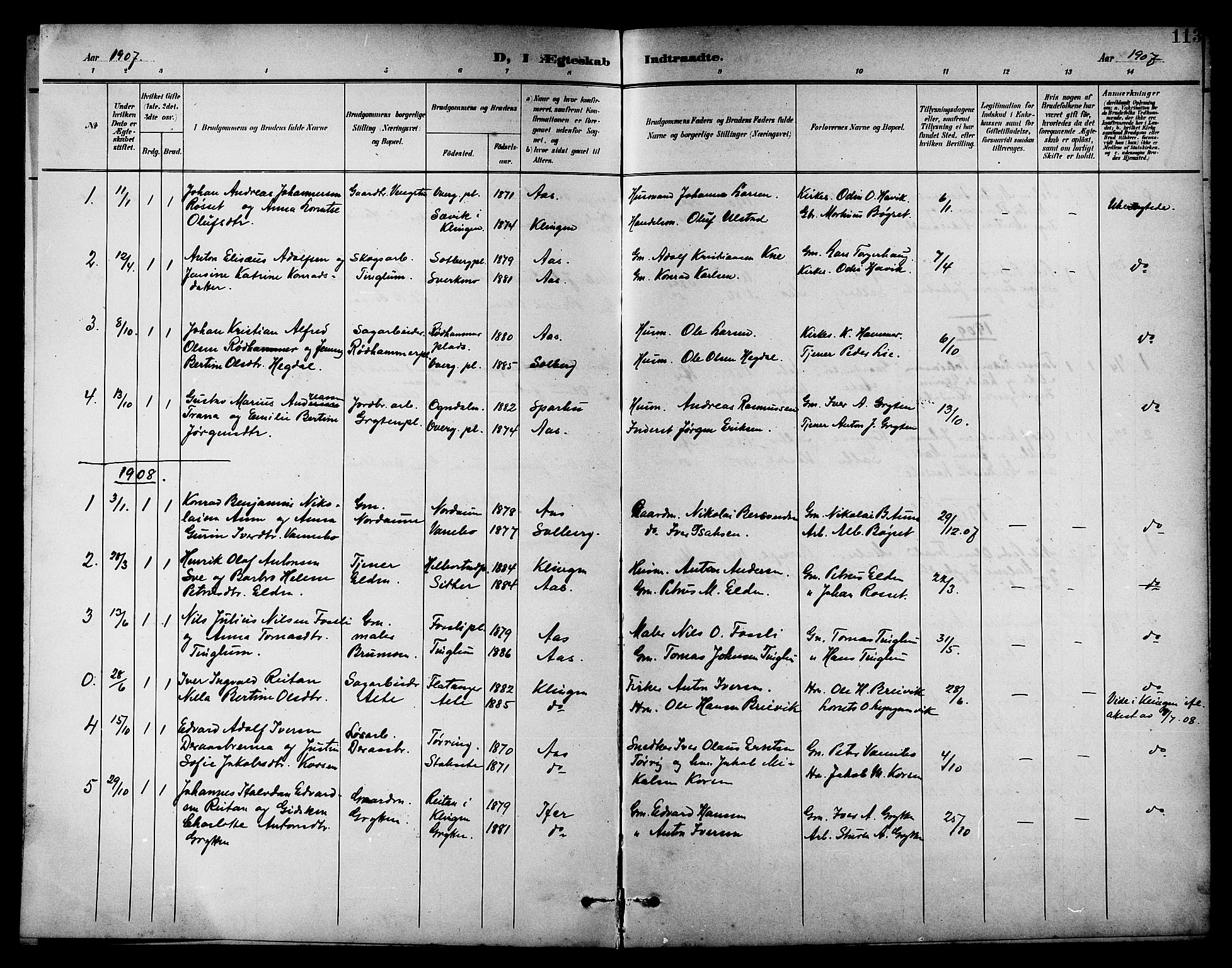 Ministerialprotokoller, klokkerbøker og fødselsregistre - Nord-Trøndelag, SAT/A-1458/742/L0412: Parish register (copy) no. 742C03, 1898-1910, p. 113