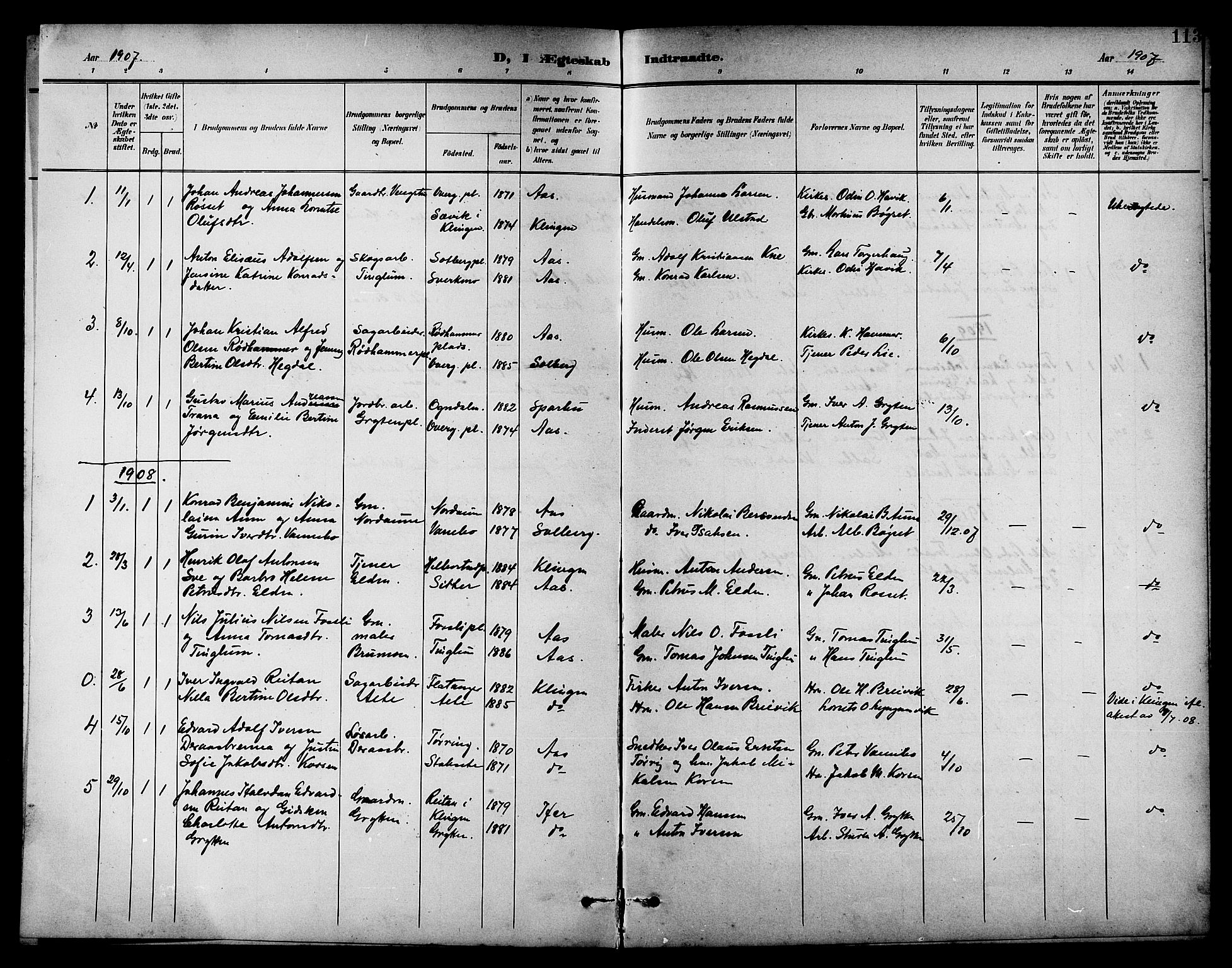 Ministerialprotokoller, klokkerbøker og fødselsregistre - Nord-Trøndelag, AV/SAT-A-1458/742/L0412: Parish register (copy) no. 742C03, 1898-1910, p. 113