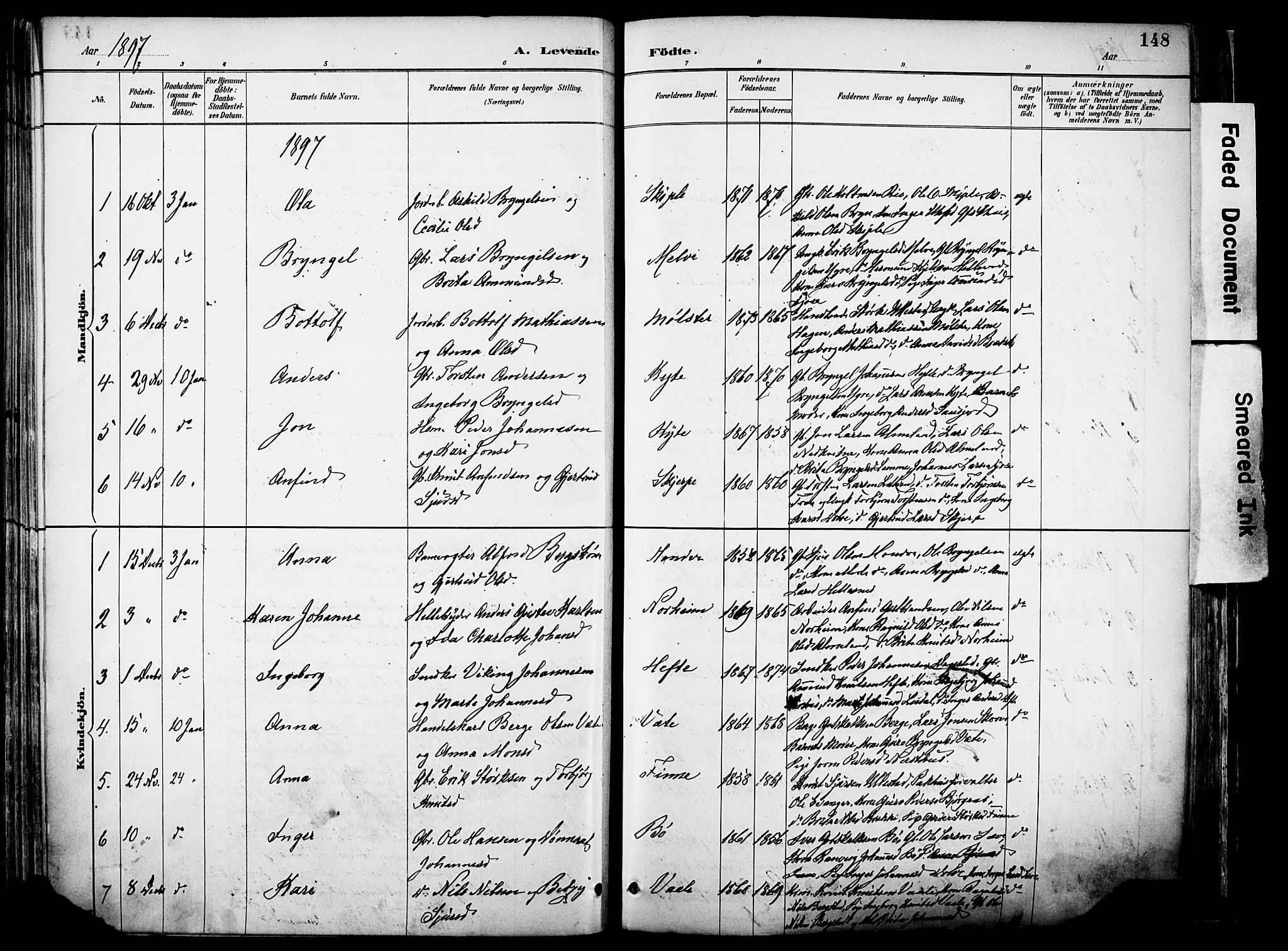 Voss sokneprestembete, SAB/A-79001/H/Haa: Parish register (official) no. A 21, 1887-1903, p. 148