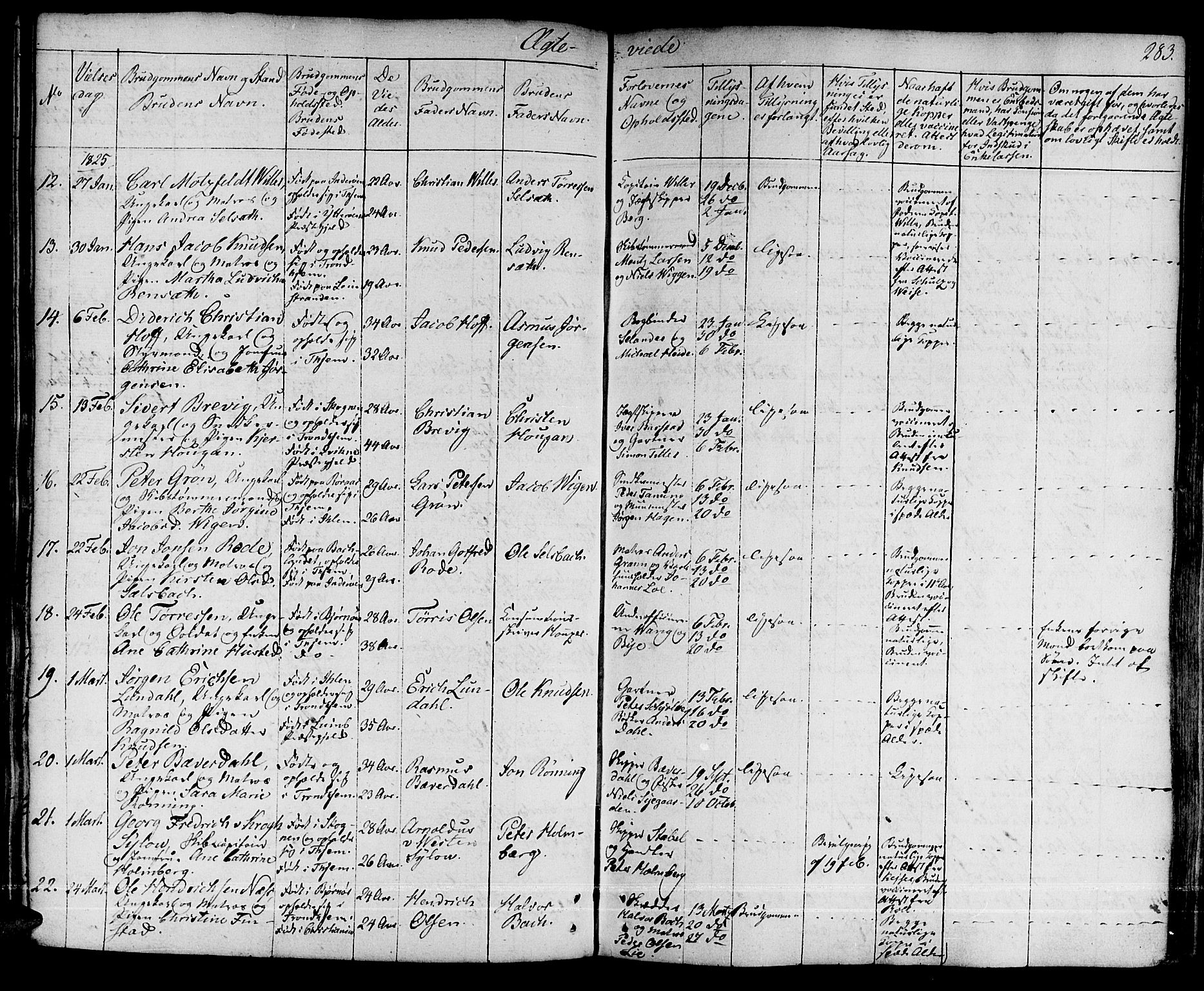 Ministerialprotokoller, klokkerbøker og fødselsregistre - Sør-Trøndelag, SAT/A-1456/601/L0045: Parish register (official) no. 601A13, 1821-1831, p. 283