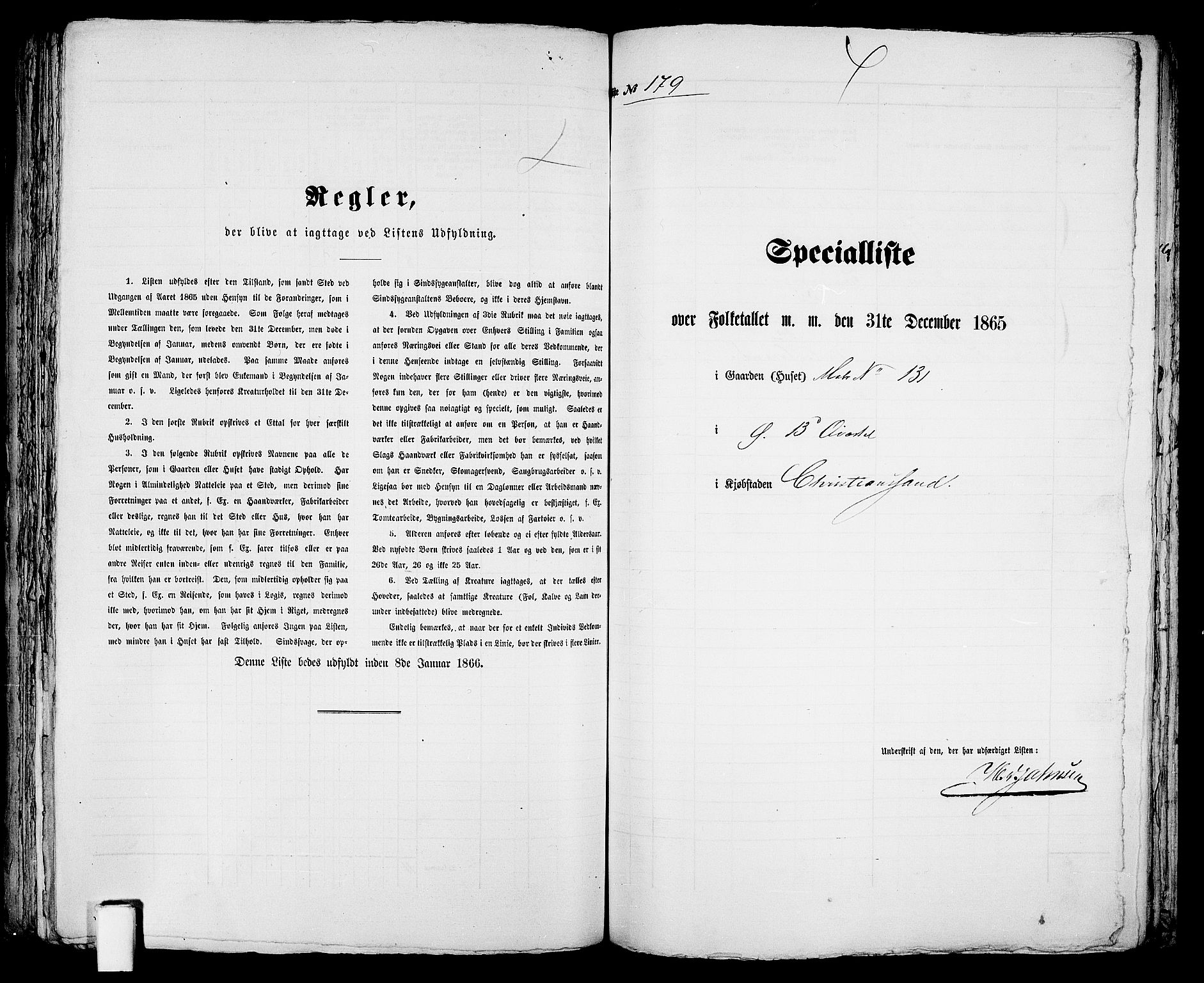 RA, 1865 census for Kristiansand, 1865, p. 374