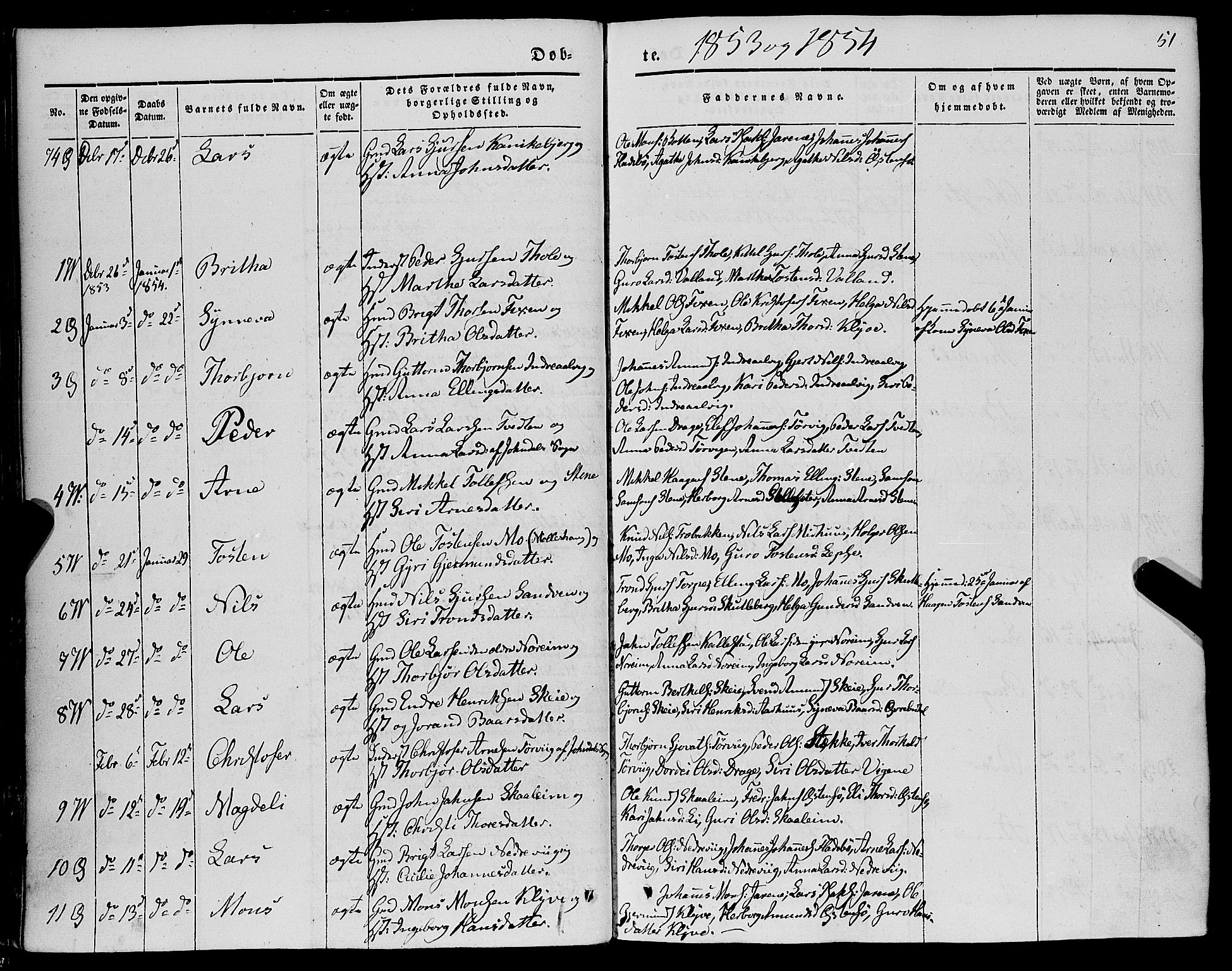 Kvam sokneprestembete, AV/SAB-A-76201/H/Haa: Parish register (official) no. A 8, 1844-1863, p. 51