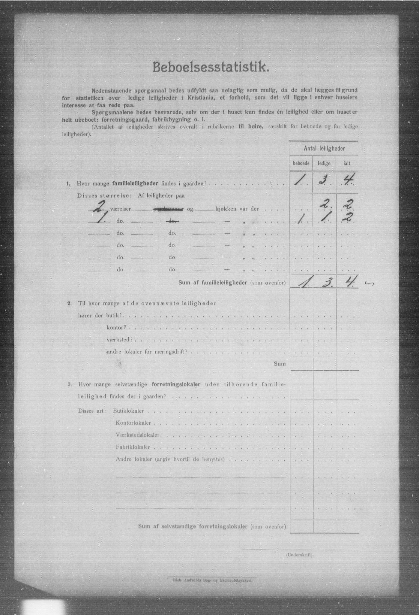 OBA, Municipal Census 1904 for Kristiania, 1904, p. 4