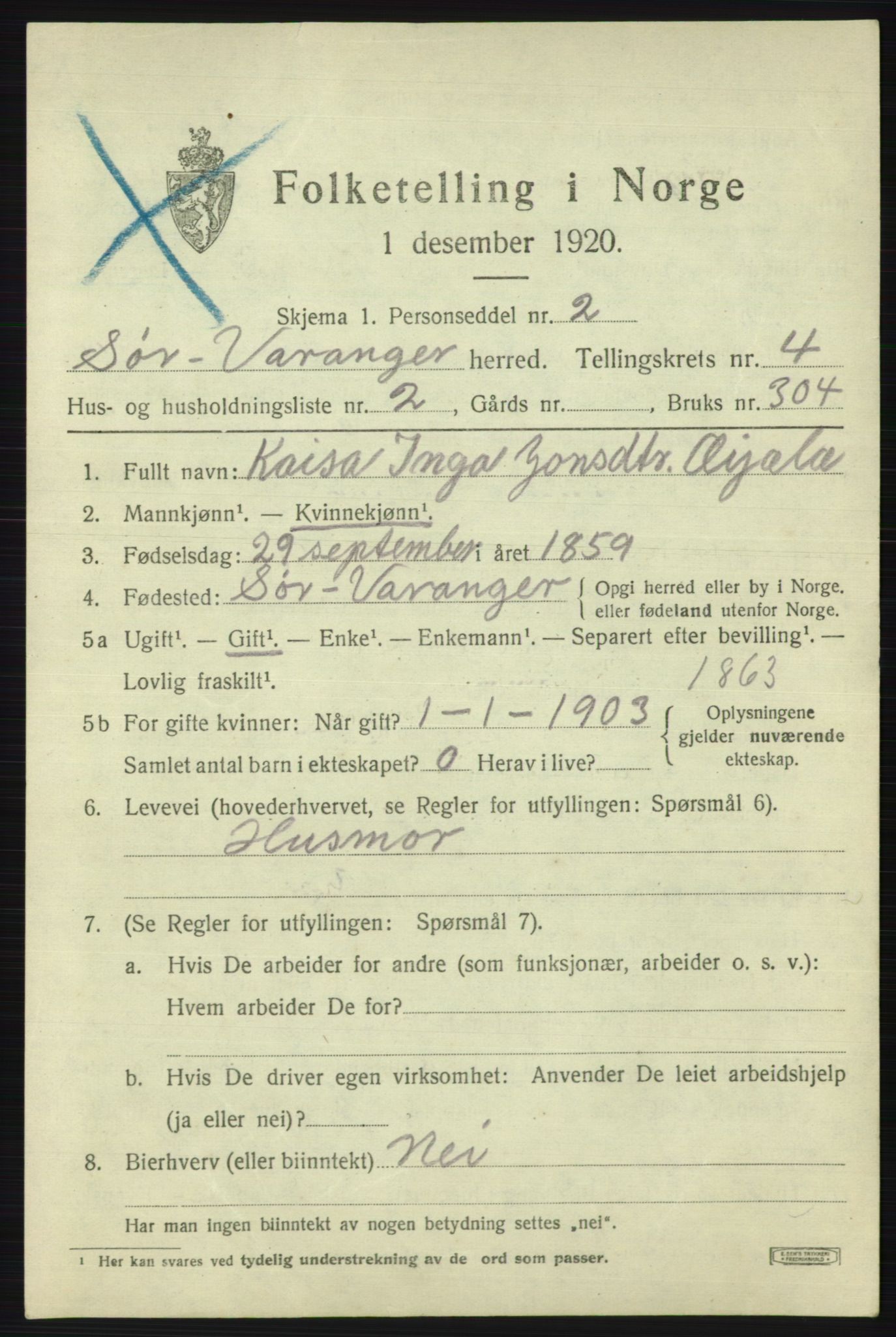 SATØ, 1920 census for Sør-Varanger, 1920, p. 2935