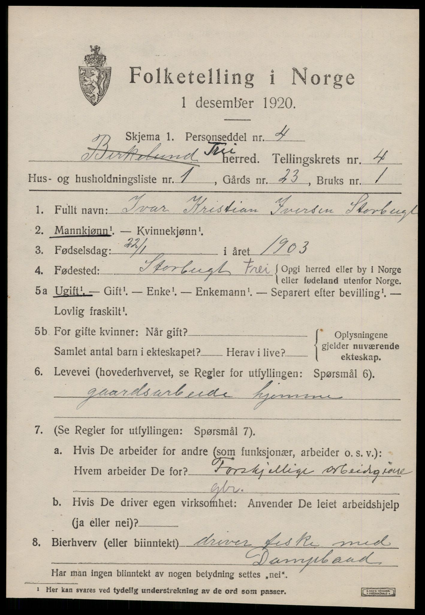 SAT, 1920 census for Frei, 1920, p. 2077