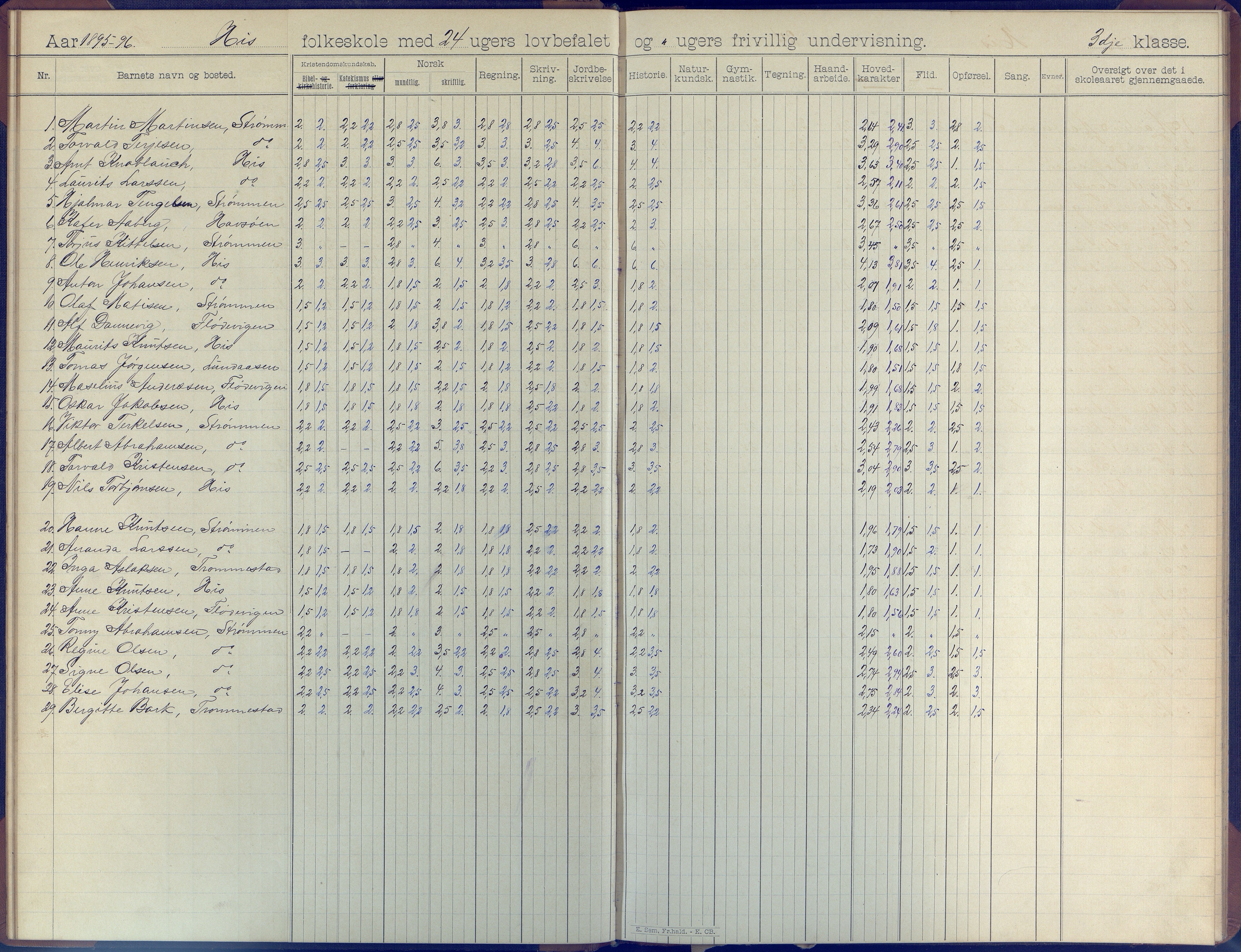 Hisøy kommune frem til 1991, AAKS/KA0922-PK/31/L0007: Skoleprotokoll, 1892-1904