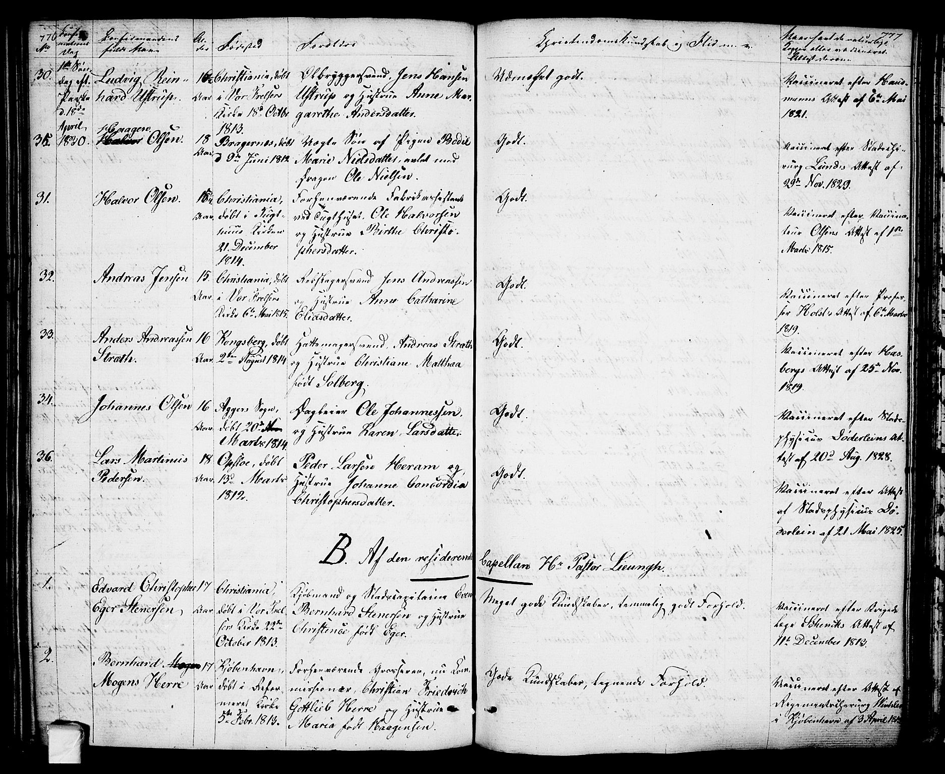 Oslo domkirke Kirkebøker, SAO/A-10752/F/Fa/L0010: Parish register (official) no. 10, 1824-1830, p. 776-777
