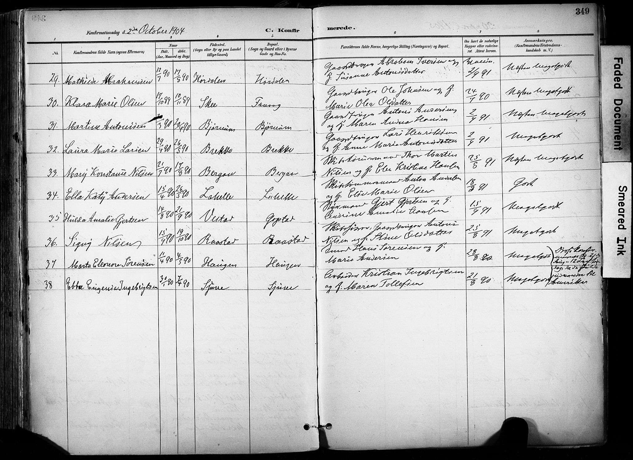 Sandar kirkebøker, AV/SAKO-A-243/F/Fa/L0014: Parish register (official) no. 14, 1896-1909, p. 349