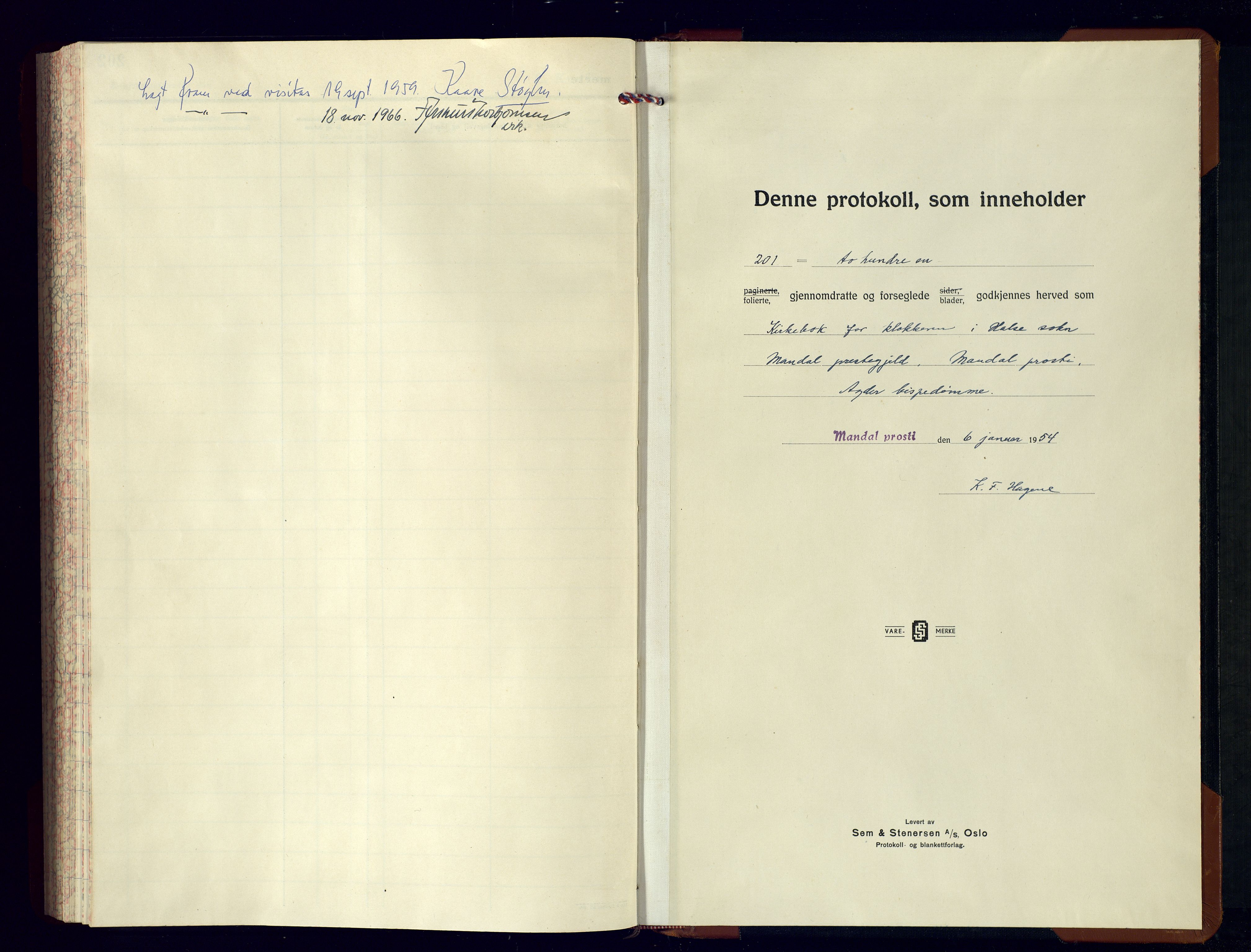 Mandal sokneprestkontor, SAK/1111-0030/F/Fb/Fba/L0015: Parish register (copy) no. B 9, 1951-1970