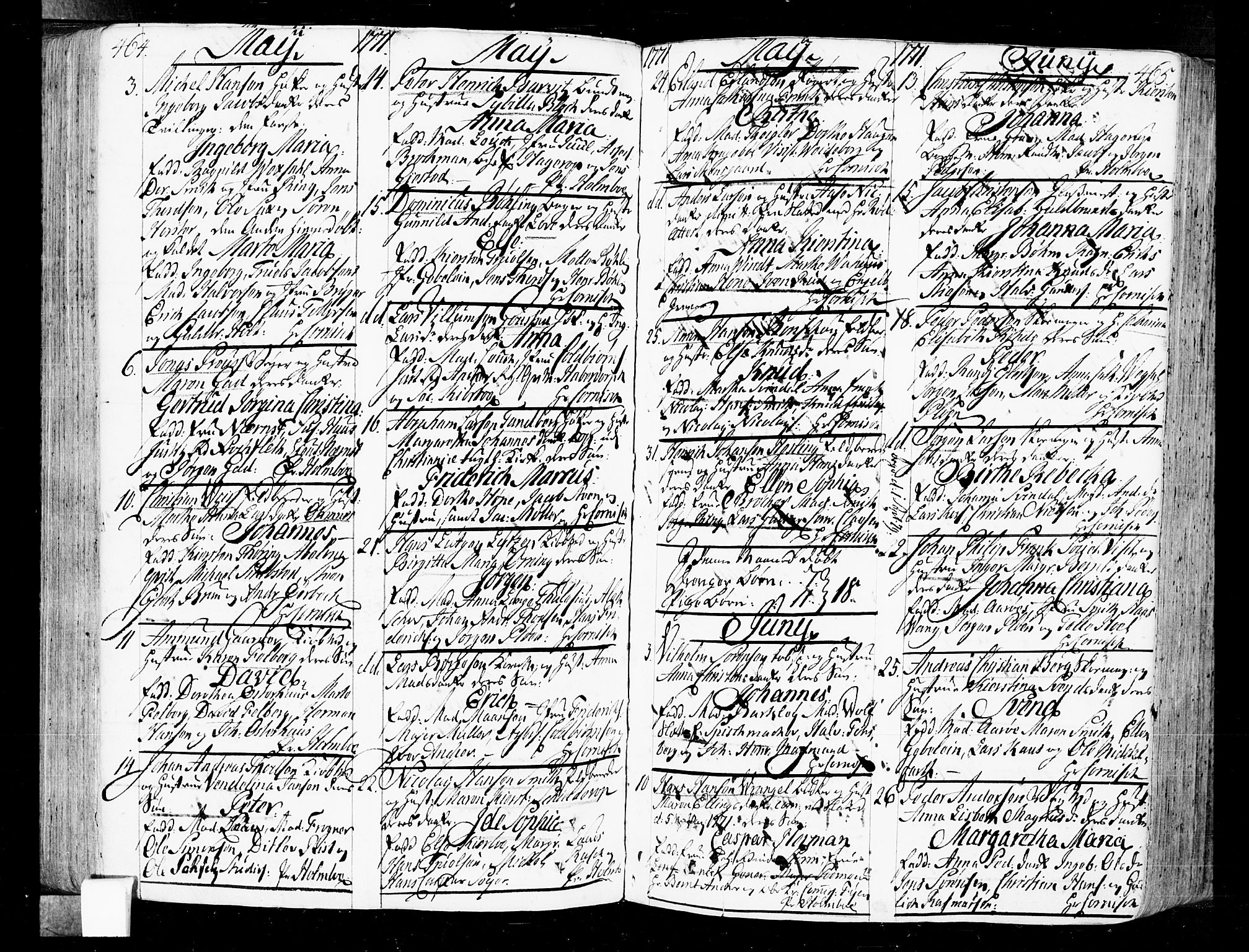 Oslo domkirke Kirkebøker, AV/SAO-A-10752/F/Fa/L0004: Parish register (official) no. 4, 1743-1786, p. 464-465