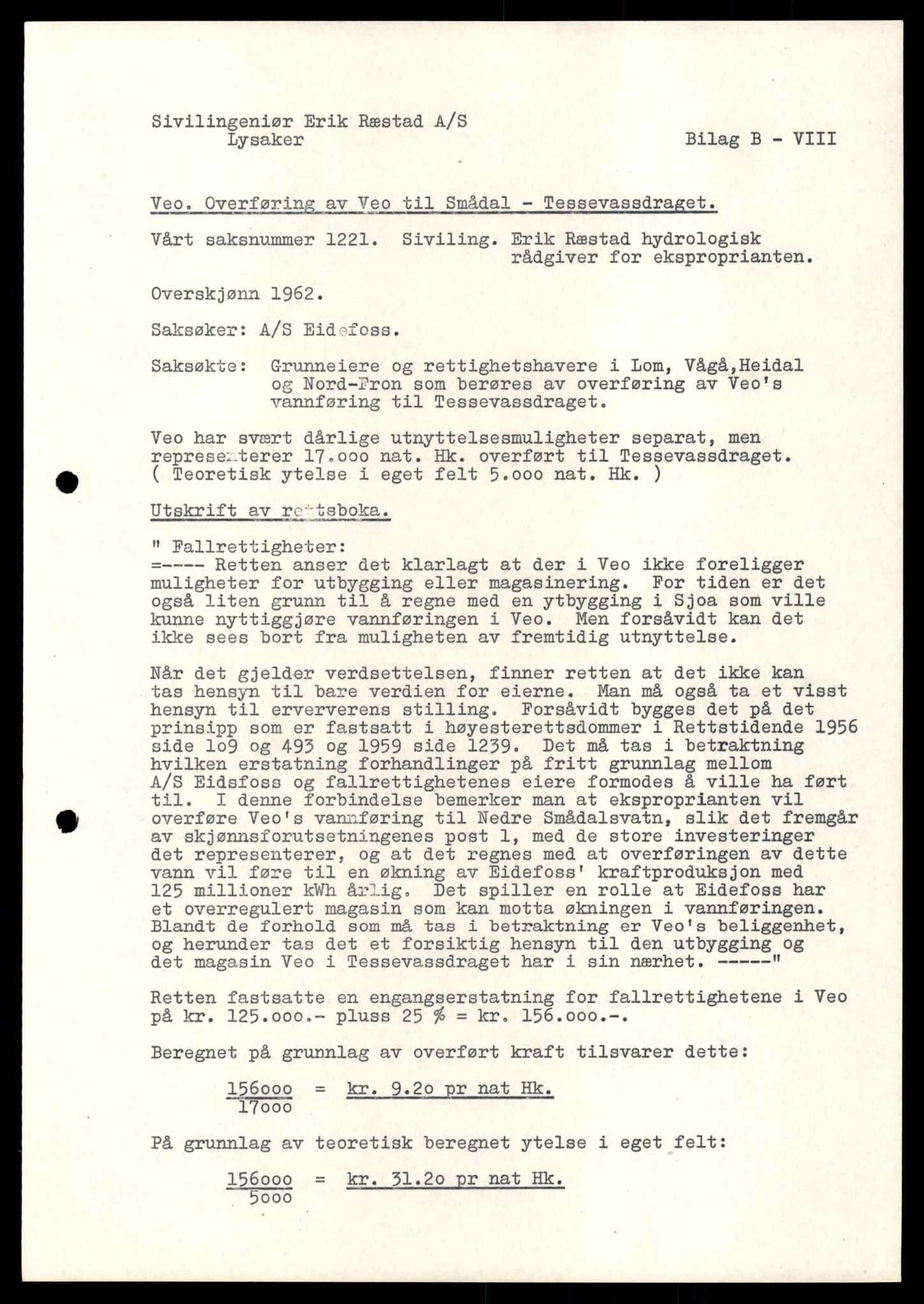 Søndre Helgeland sorenskriveri, AV/SAT-A-4575/1/1/1O/1Oe/L0018: B-saker, 1961, p. 1165