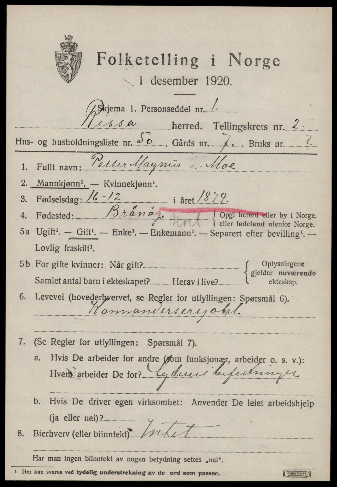 SAT, 1920 census for Rissa, 1920, p. 2279