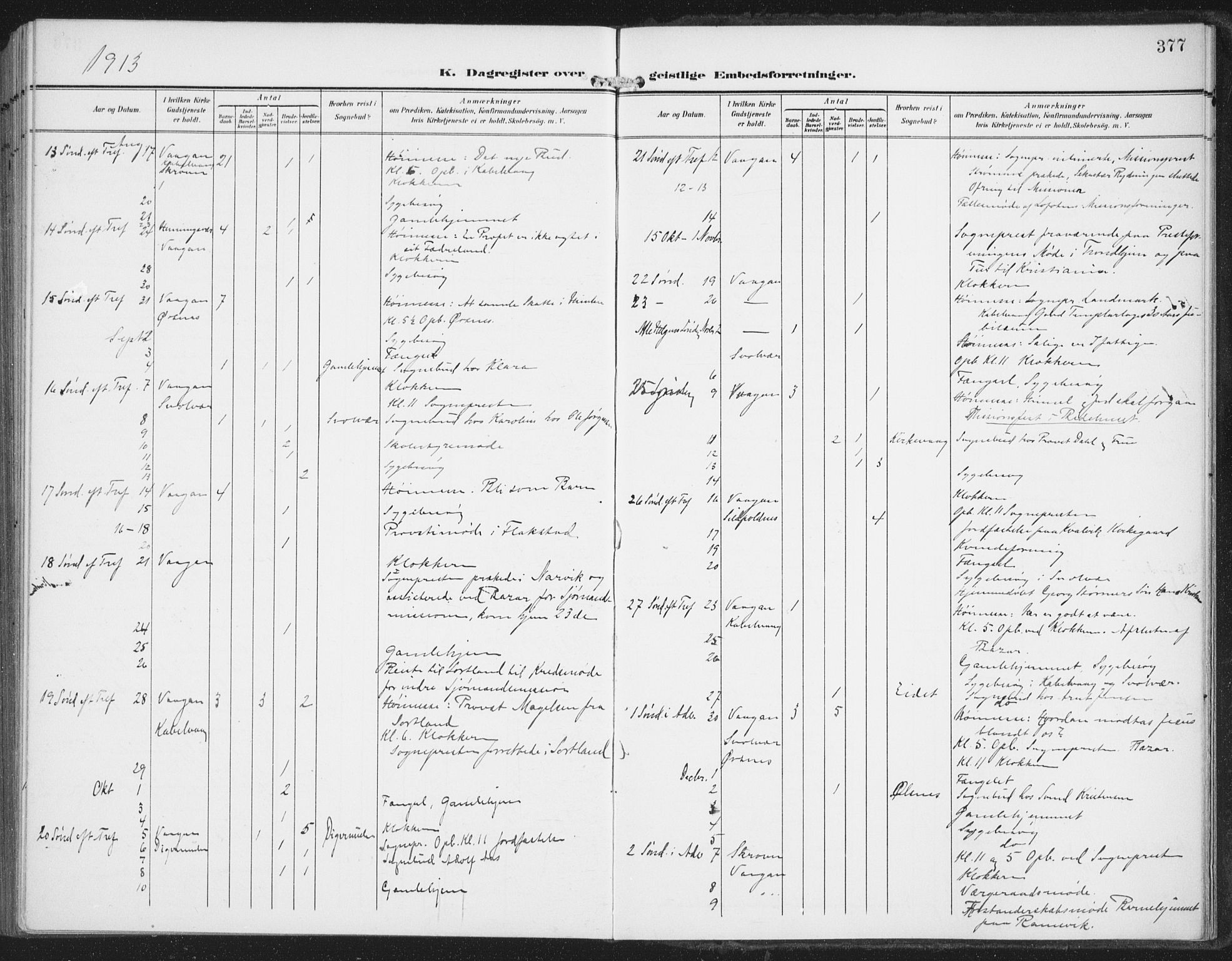 Ministerialprotokoller, klokkerbøker og fødselsregistre - Nordland, AV/SAT-A-1459/874/L1063: Parish register (official) no. 874A07, 1907-1915, p. 377