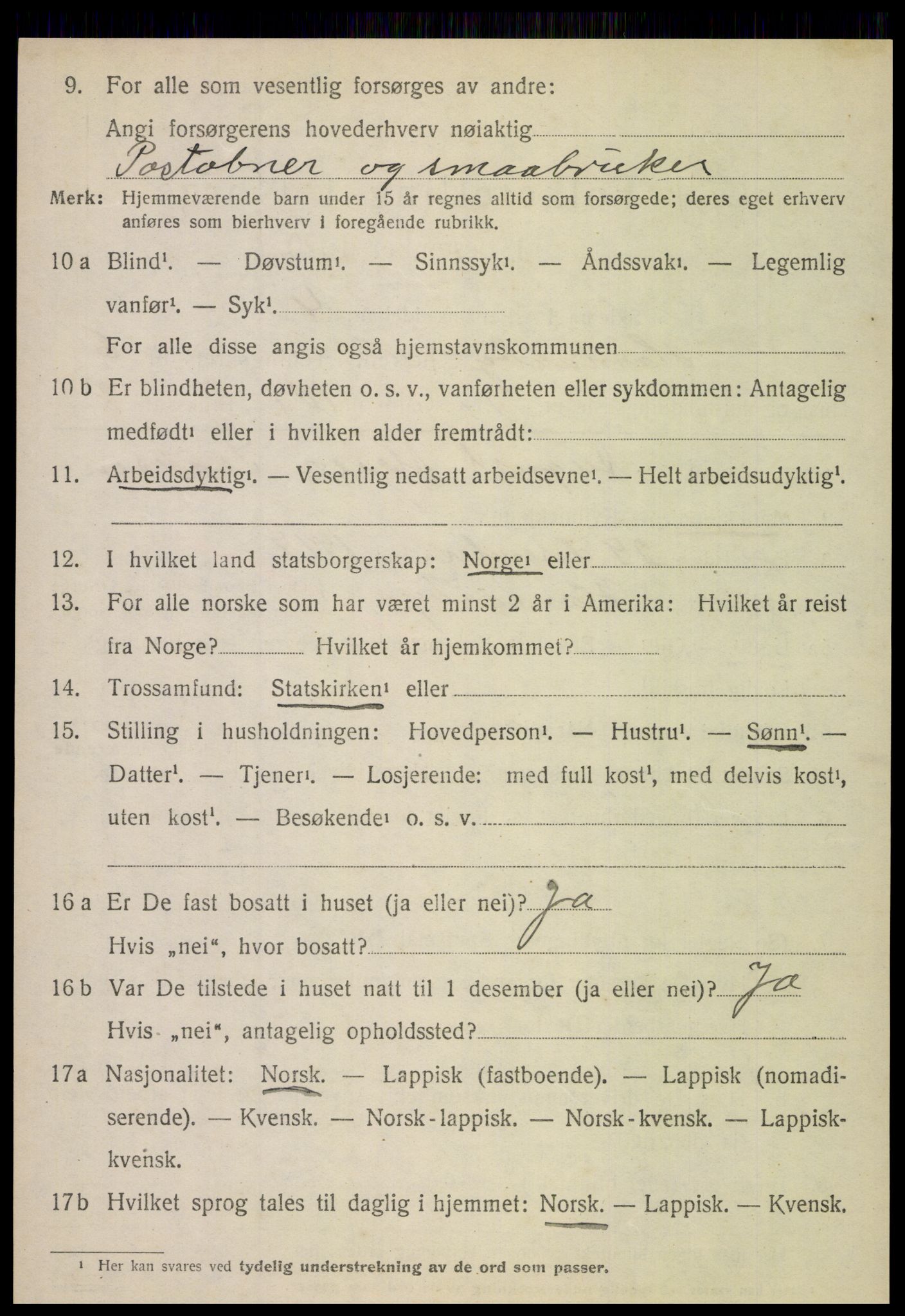 SAT, 1920 census for Hamarøy, 1920, p. 3115