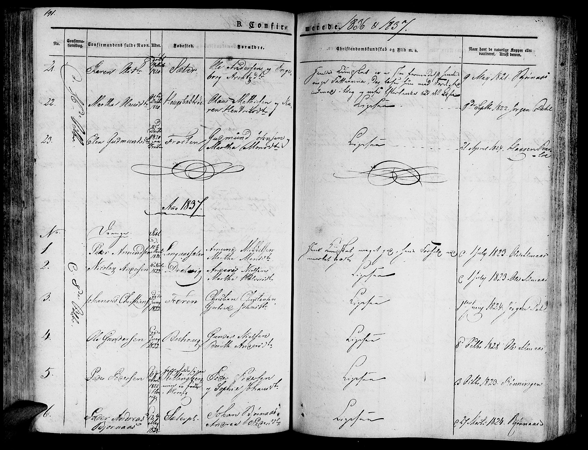 Ministerialprotokoller, klokkerbøker og fødselsregistre - Nord-Trøndelag, SAT/A-1458/701/L0006: Parish register (official) no. 701A06, 1825-1841, p. 191
