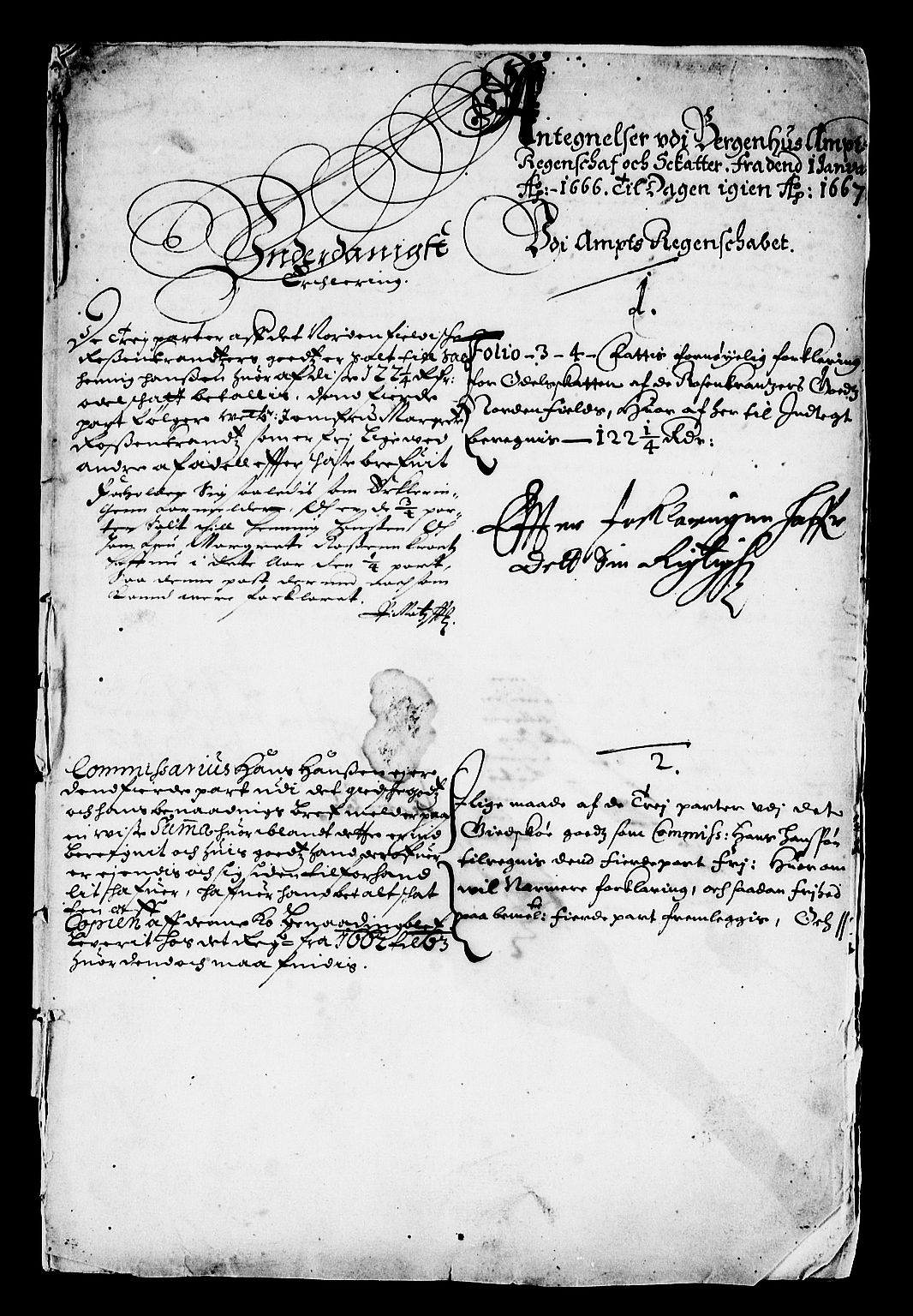 Rentekammeret inntil 1814, Reviderte regnskaper, Stiftamtstueregnskaper, Bergen stiftamt, RA/EA-6043/R/Rc/L0023: Bergen stiftamt, 1666-1667