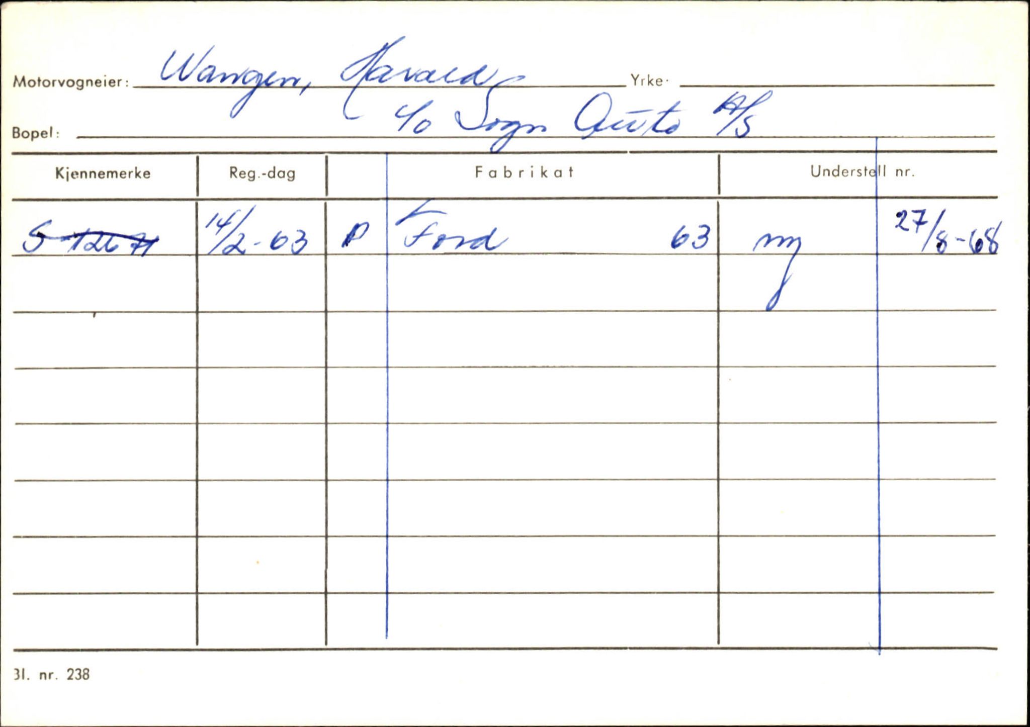 Statens vegvesen, Sogn og Fjordane vegkontor, AV/SAB-A-5301/4/F/L0125: Eigarregister Sogndal V-Å. Aurland A-Å. Fjaler A-N, 1945-1975, p. 125