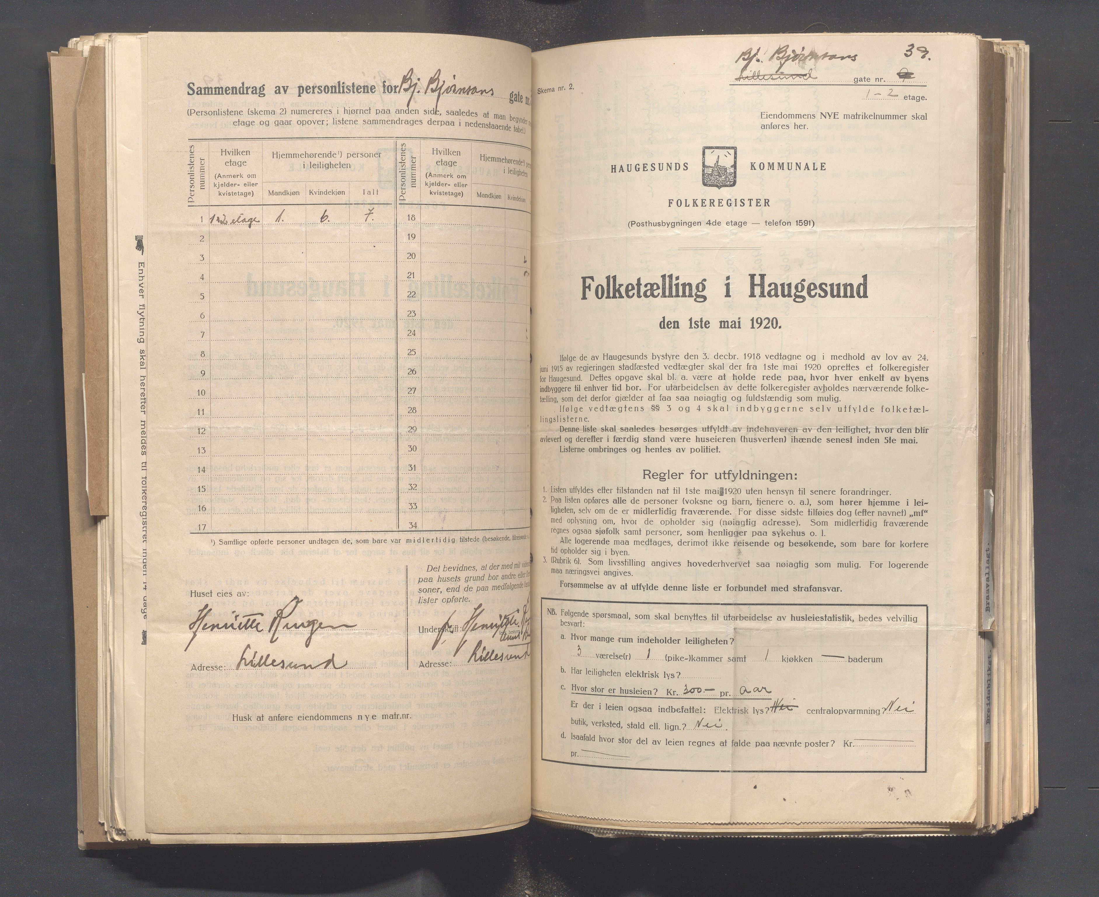 IKAR, Local census 1.5.1920 for Haugesund, 1920, p. 173