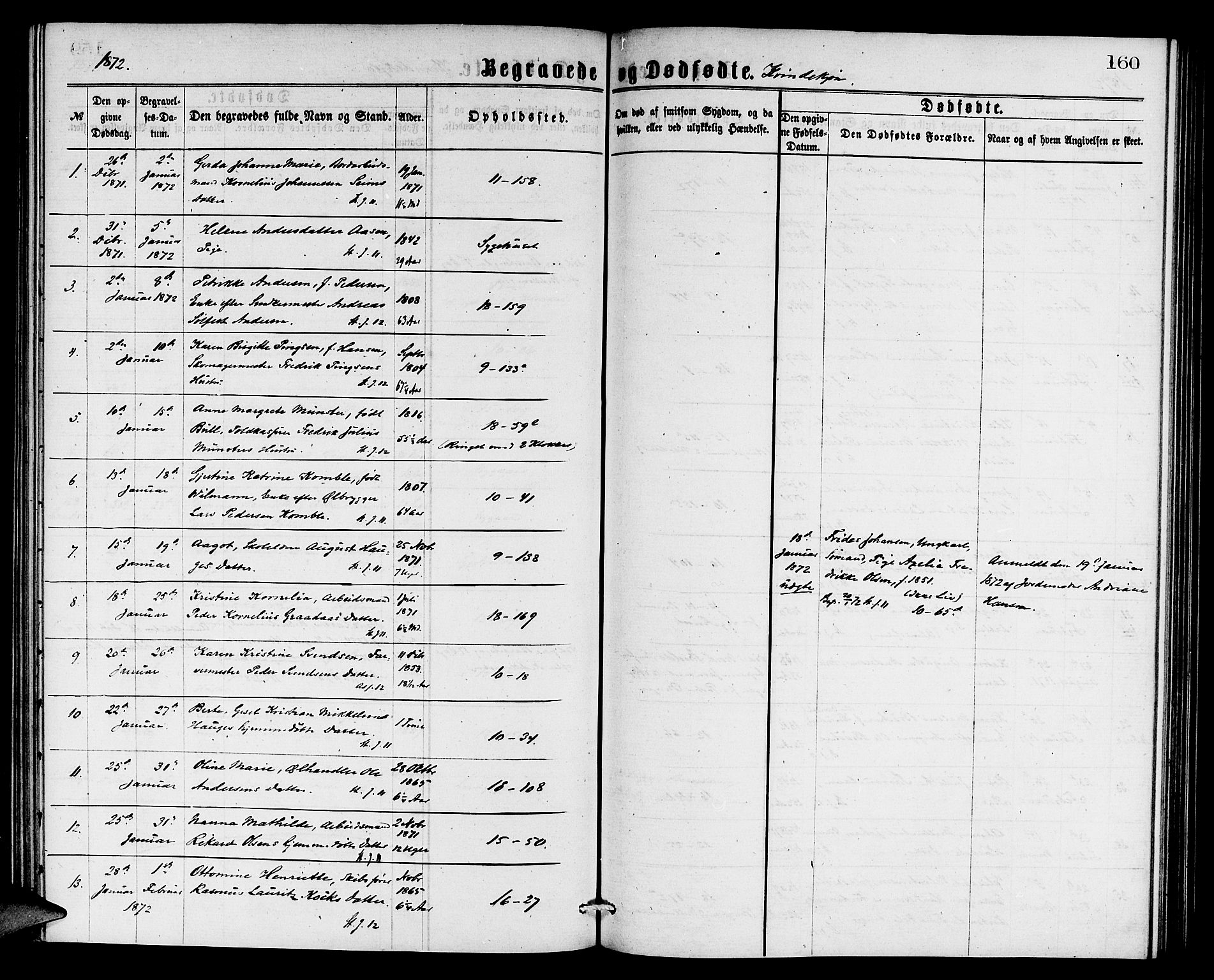 Domkirken sokneprestembete, SAB/A-74801/H/Hab/L0040: Parish register (copy) no. E 4, 1868-1877, p. 160