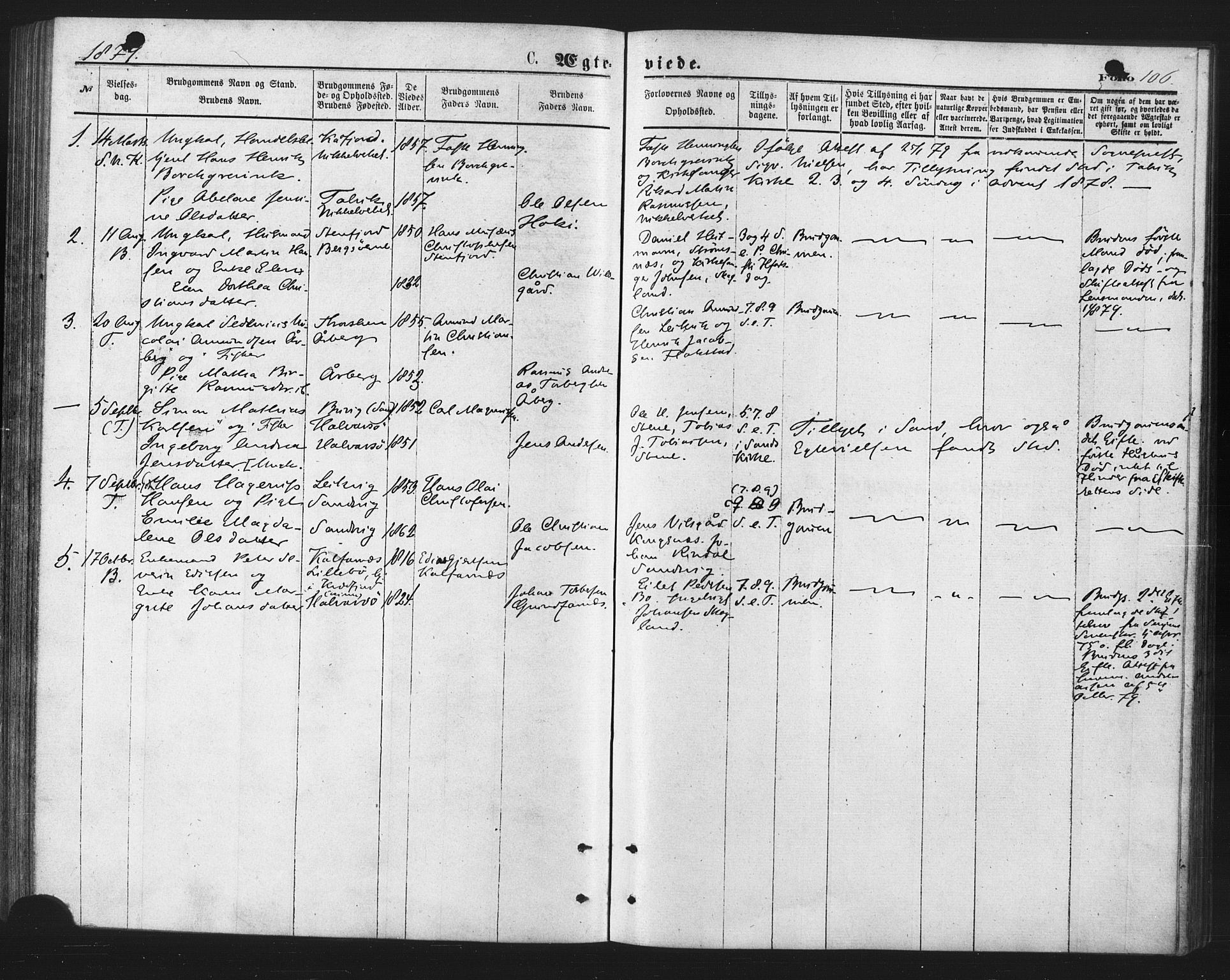 Berg sokneprestkontor, SATØ/S-1318/G/Ga/Gaa/L0003kirke: Parish register (official) no. 3, 1872-1879, p. 106