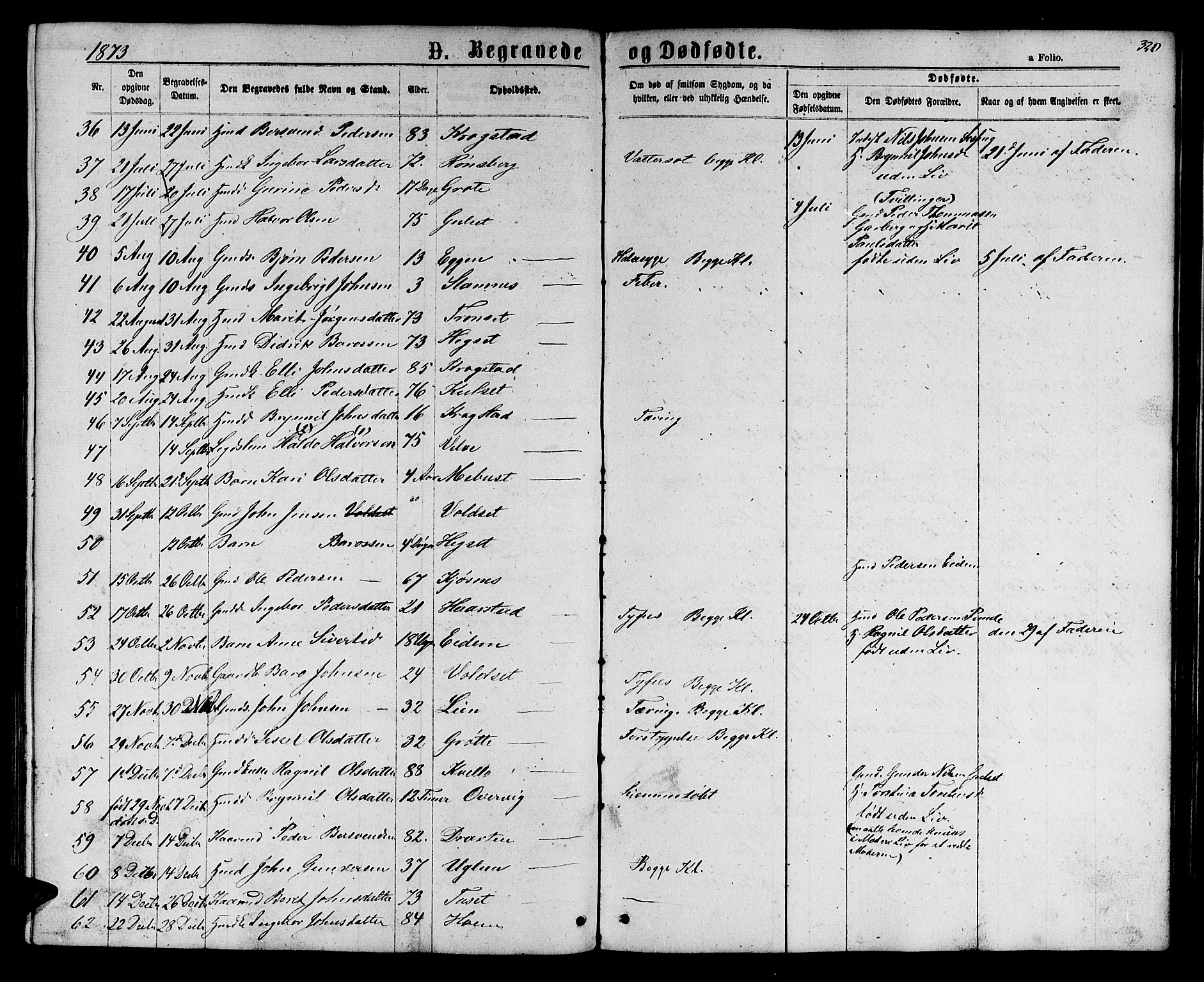 Ministerialprotokoller, klokkerbøker og fødselsregistre - Sør-Trøndelag, SAT/A-1456/695/L1156: Parish register (copy) no. 695C07, 1869-1888, p. 320