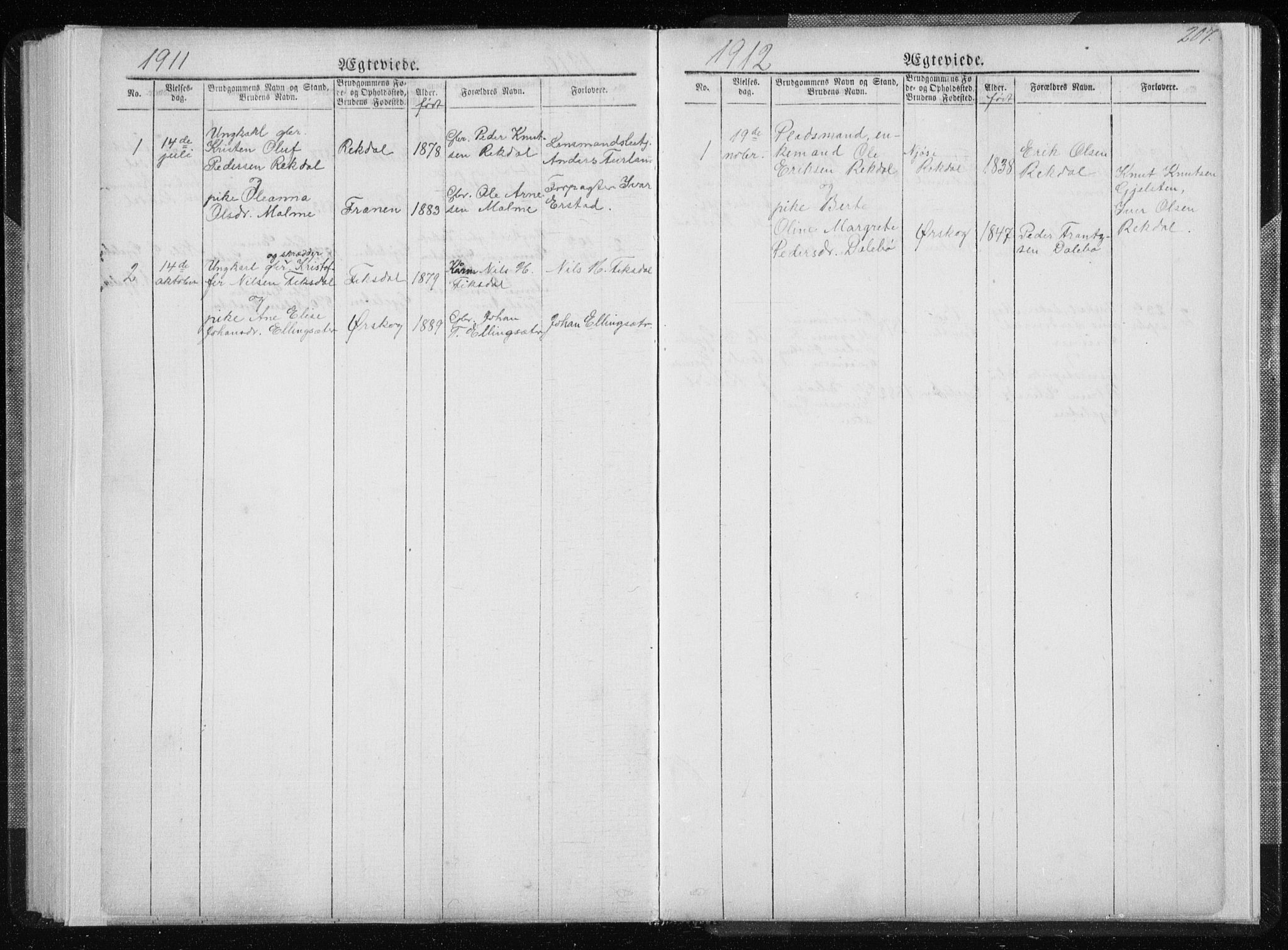 Ministerialprotokoller, klokkerbøker og fødselsregistre - Møre og Romsdal, SAT/A-1454/540/L0541: Parish register (copy) no. 540C01, 1867-1920, p. 207