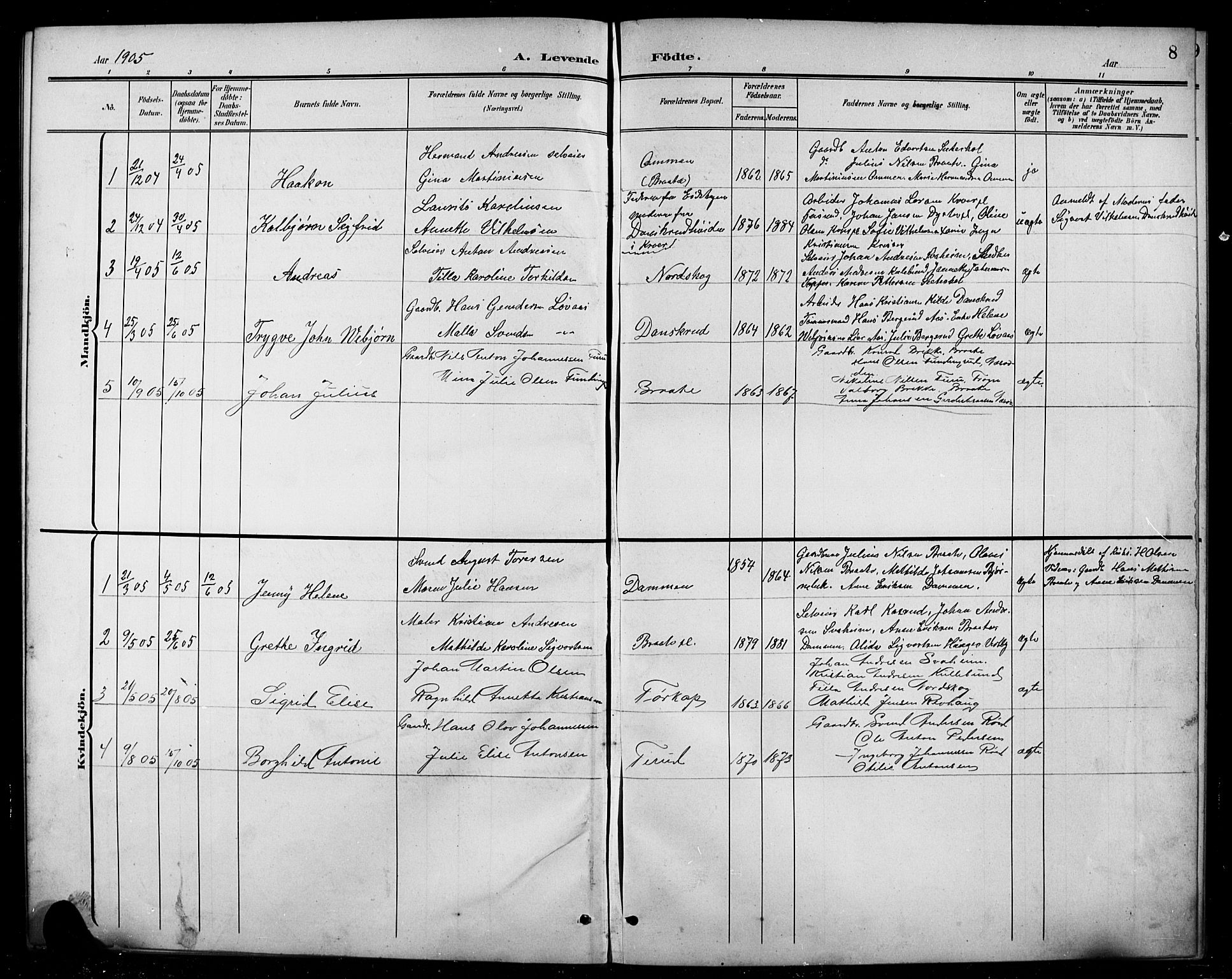 Ås prestekontor Kirkebøker, AV/SAO-A-10894/G/Gc/L0001: Parish register (copy) no. III 1, 1901-1924, p. 8