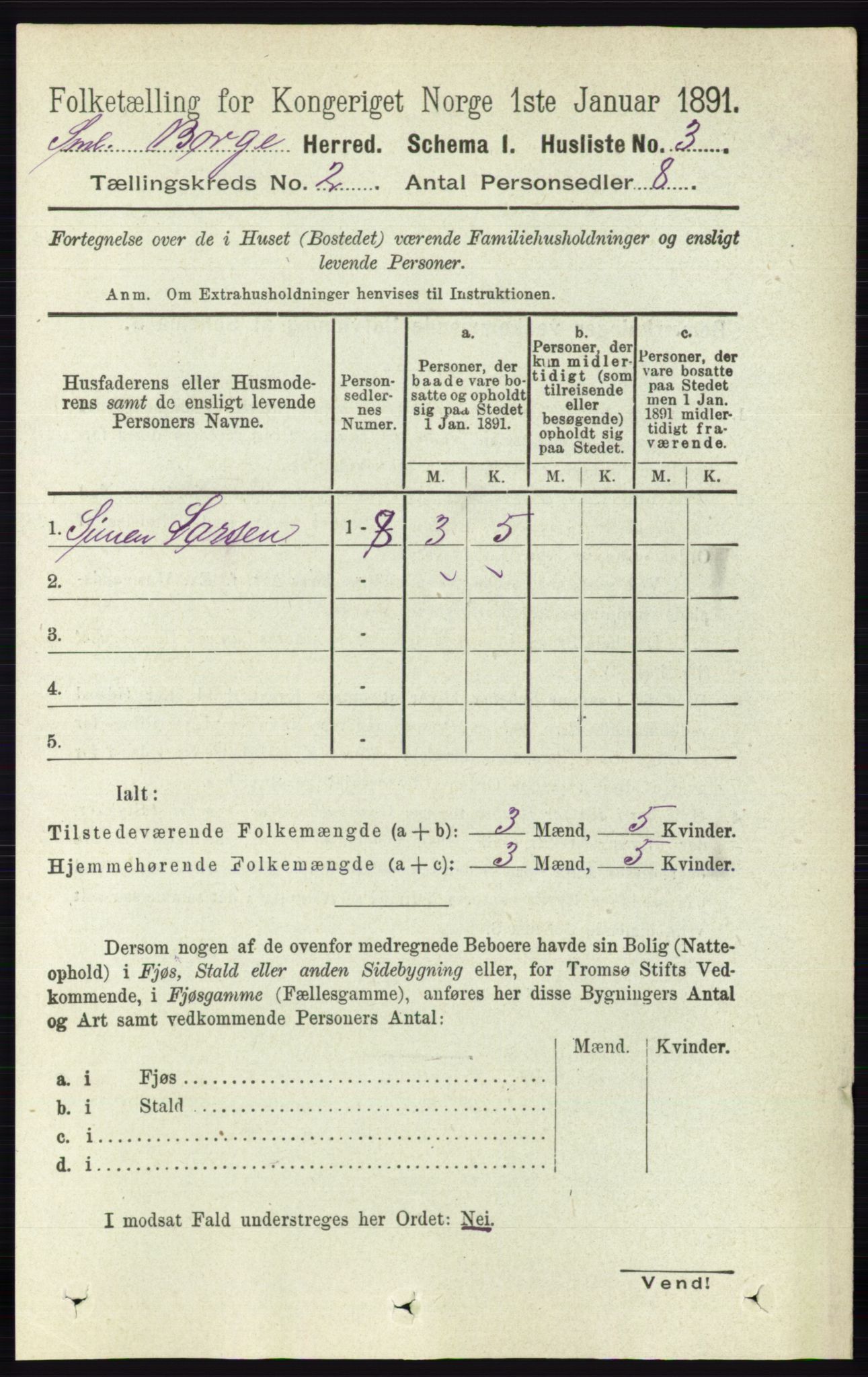 RA, 1891 census for 0113 Borge, 1891, p. 738