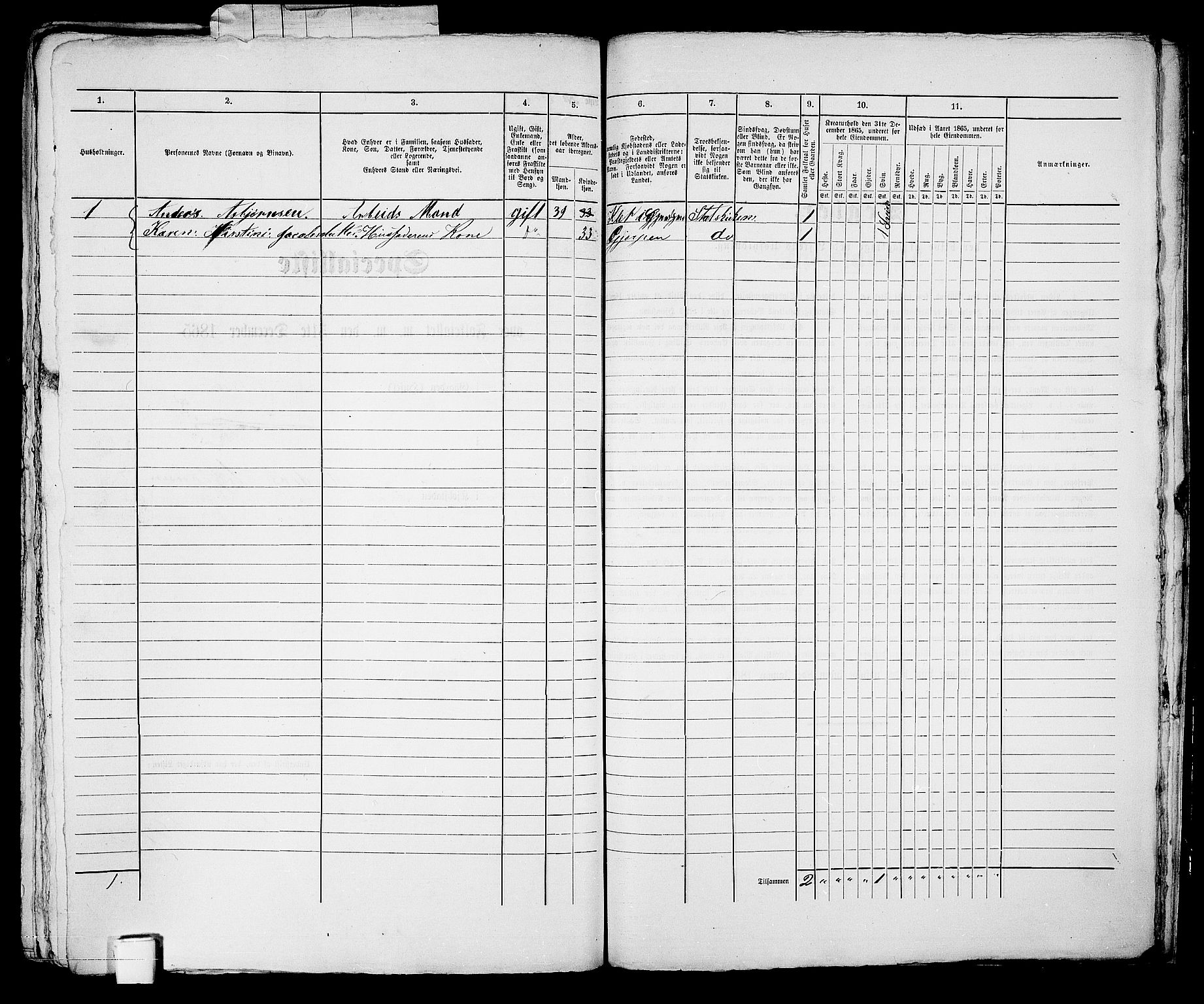 RA, 1865 census for Skien, 1865, p. 1239