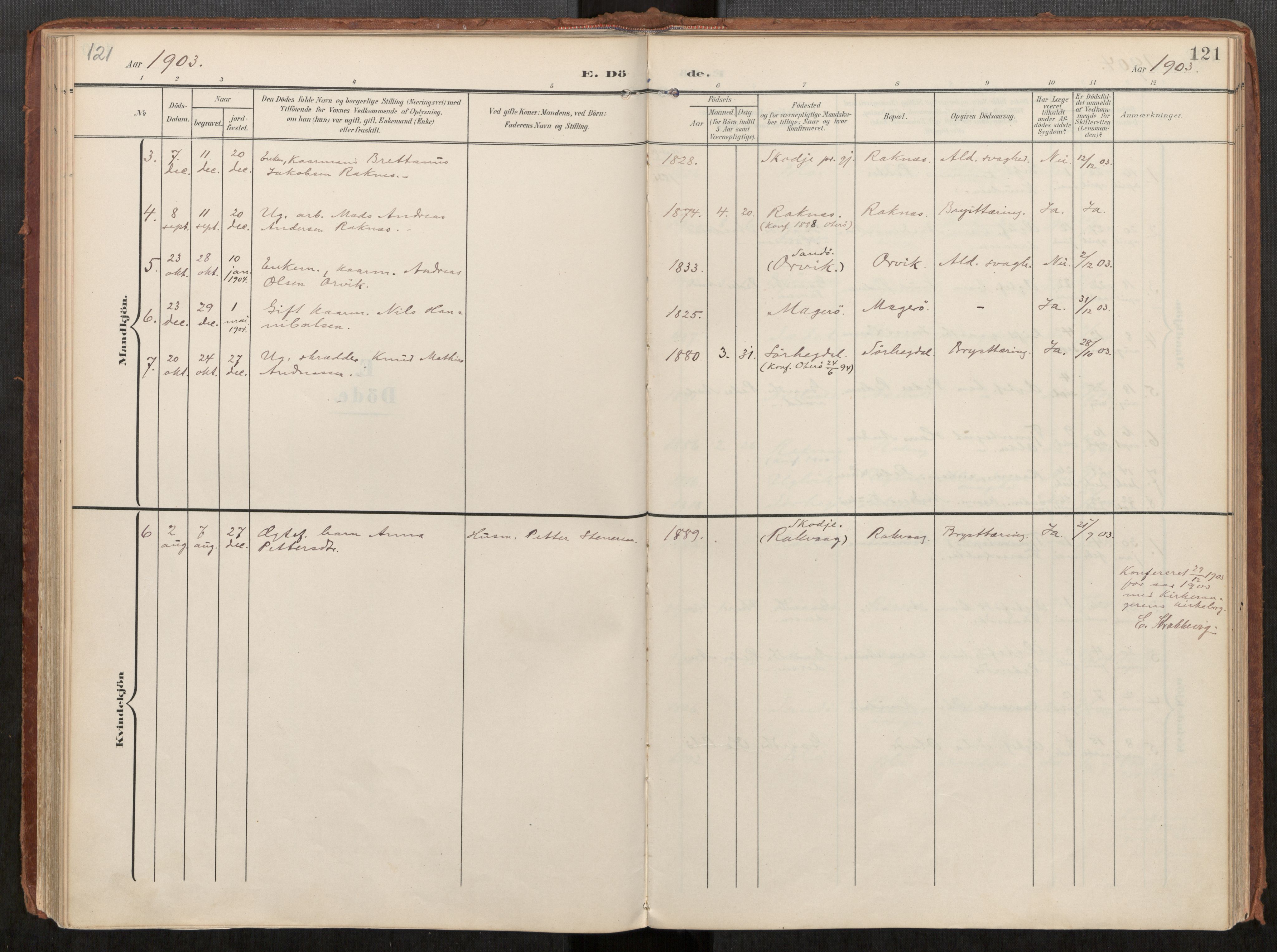 Ministerialprotokoller, klokkerbøker og fødselsregistre - Møre og Romsdal, AV/SAT-A-1454/563/L0740: Parish register (official) no. 563A02, 1903-1923, p. 121