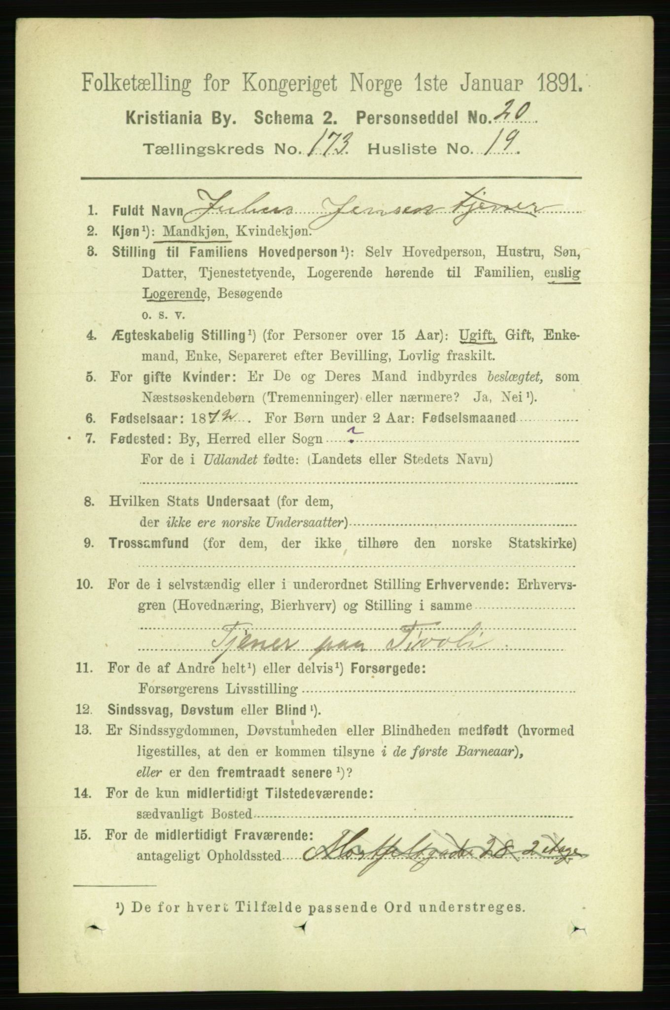 RA, 1891 census for 0301 Kristiania, 1891, p. 103716