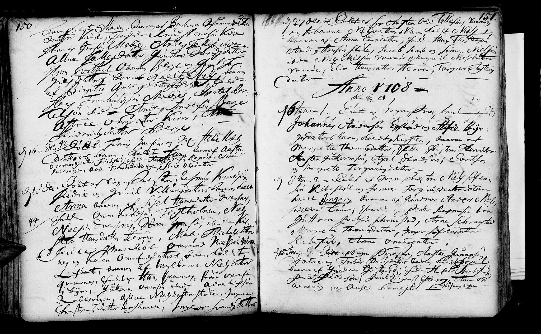 Oddernes sokneprestkontor, AV/SAK-1111-0033/F/Fa/Faa/L0001: Parish register (official) no. A 1, 1692-1718, p. 150-151